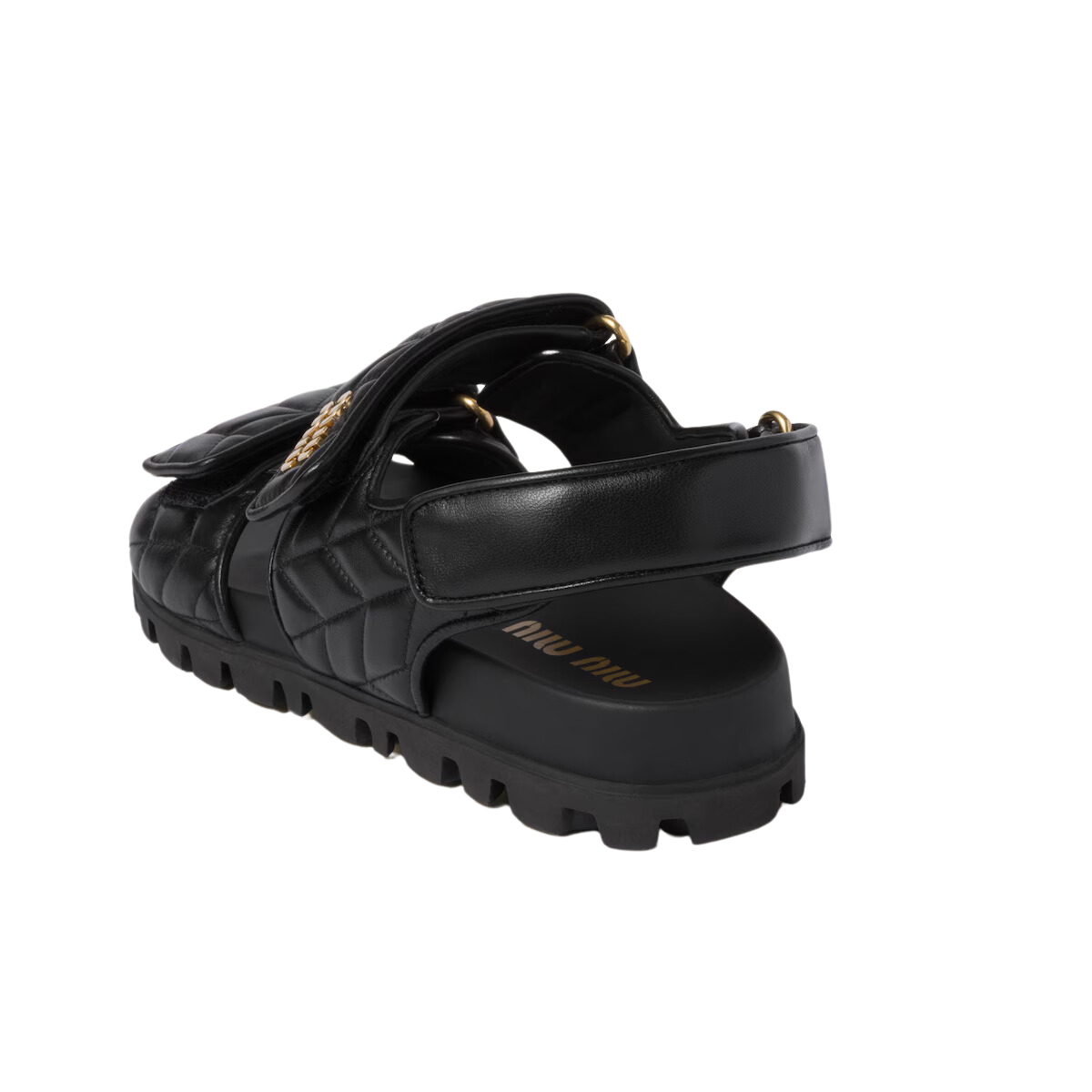 Miu Miu Sporty Matelassé Nappa Leather Sandals Black