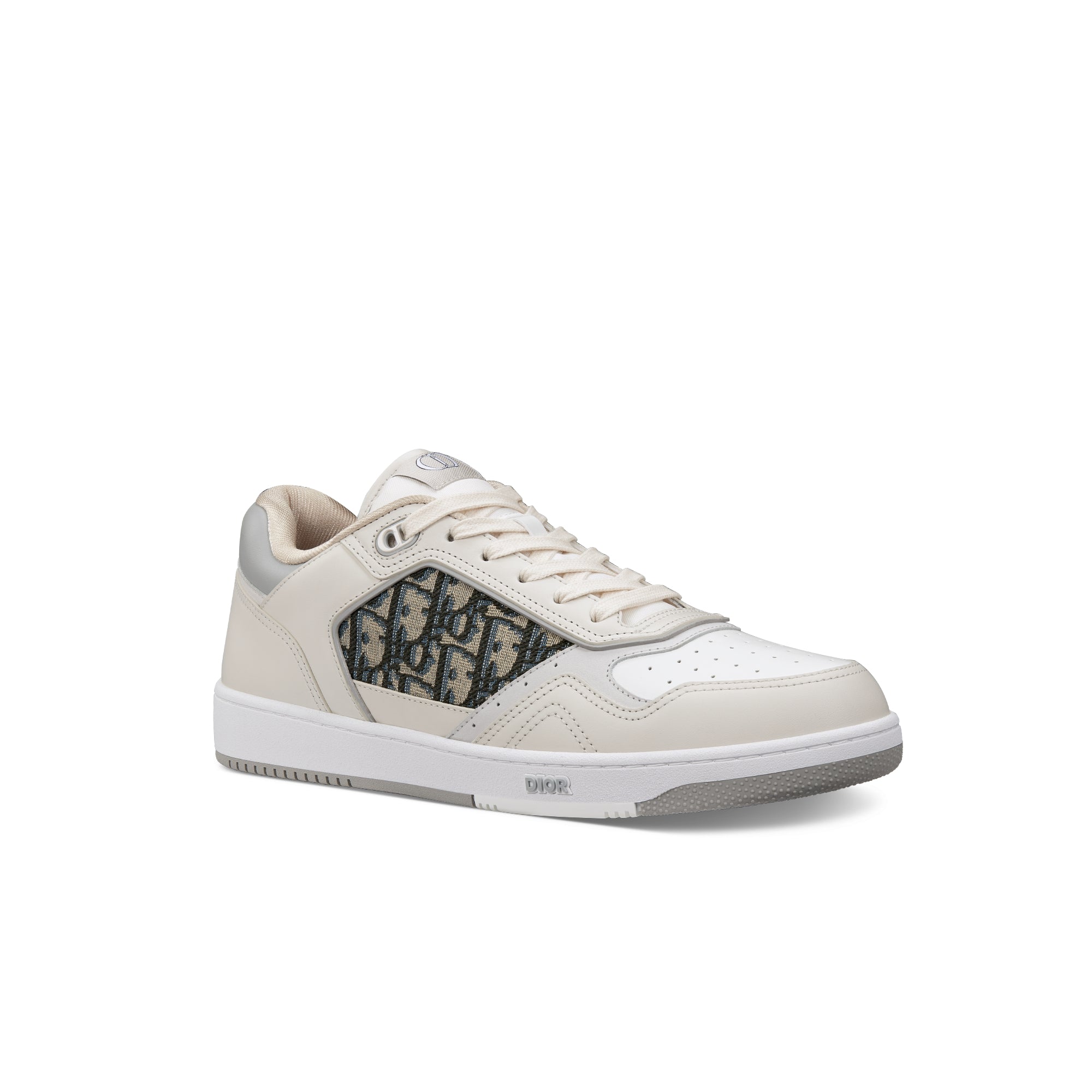 B27 Low-Top Sneaker - Cream and White Smooth Calfskin with Beige and Black Dior Oblique Jacquard