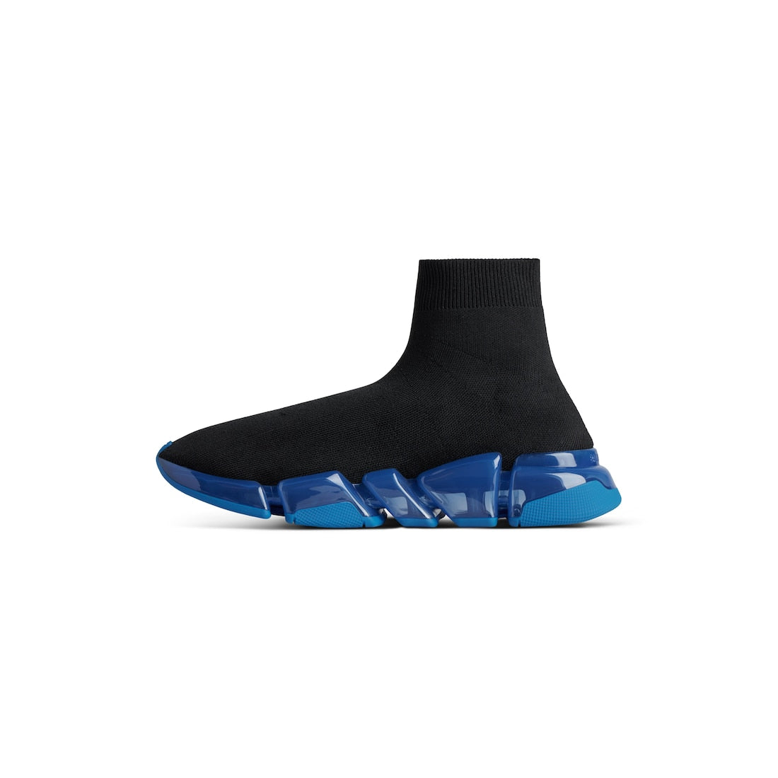 Speed 2.0 Full Clear Sole Sneaker in black and blue recycled polyester and elastane