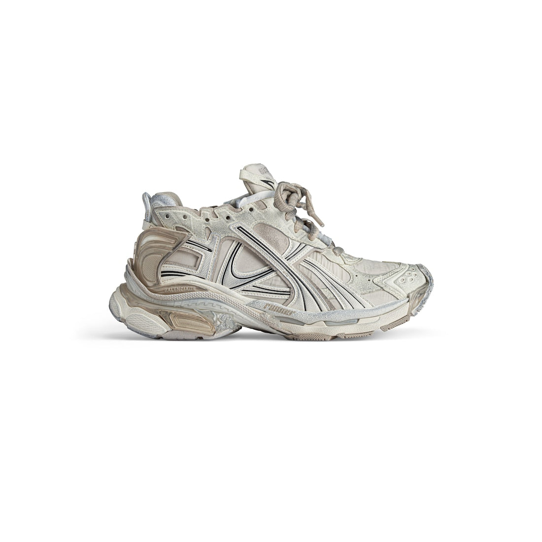 Runner Sneaker in beige nylon and suede-like fabric