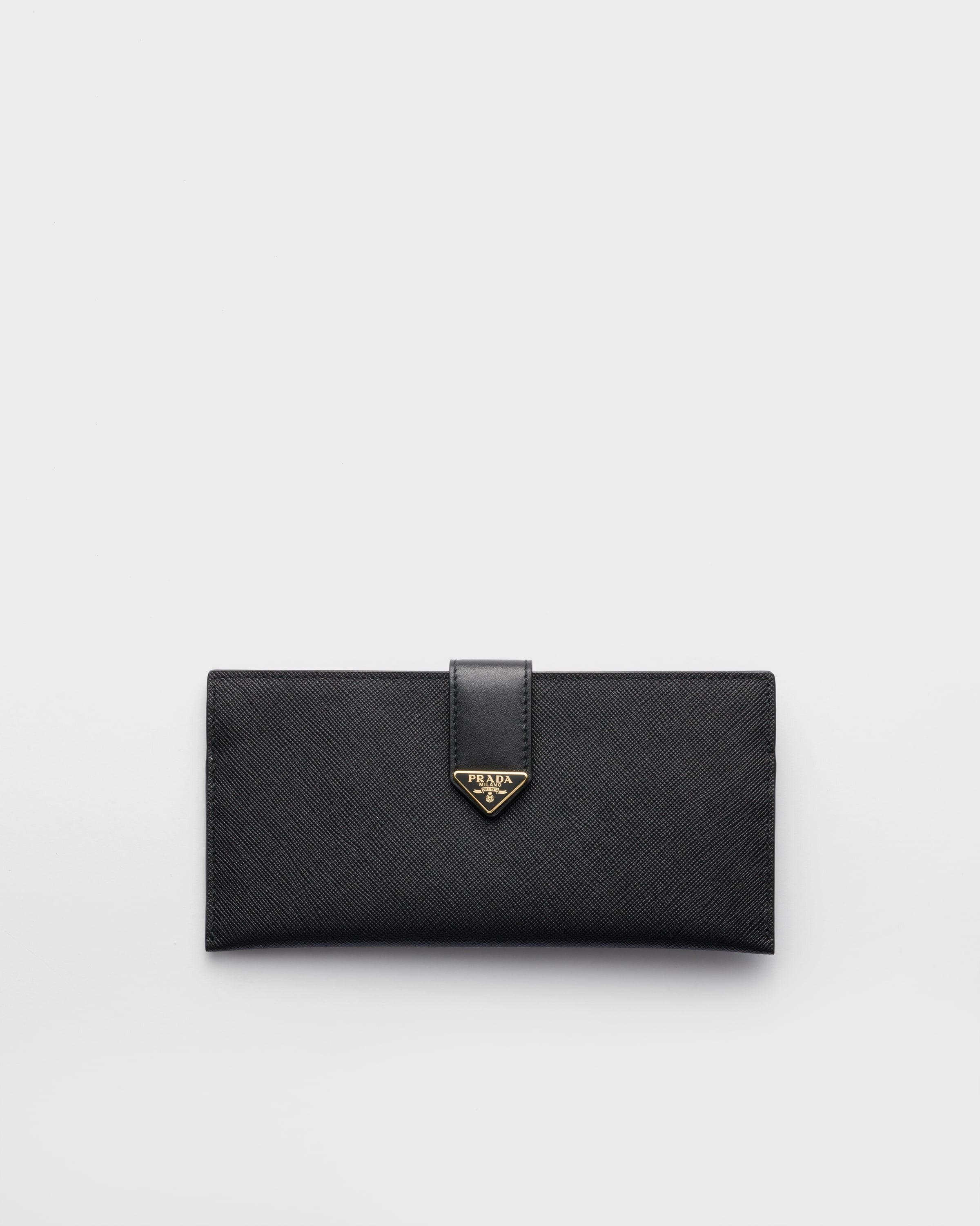 Large Saffiano and leather wallet Black