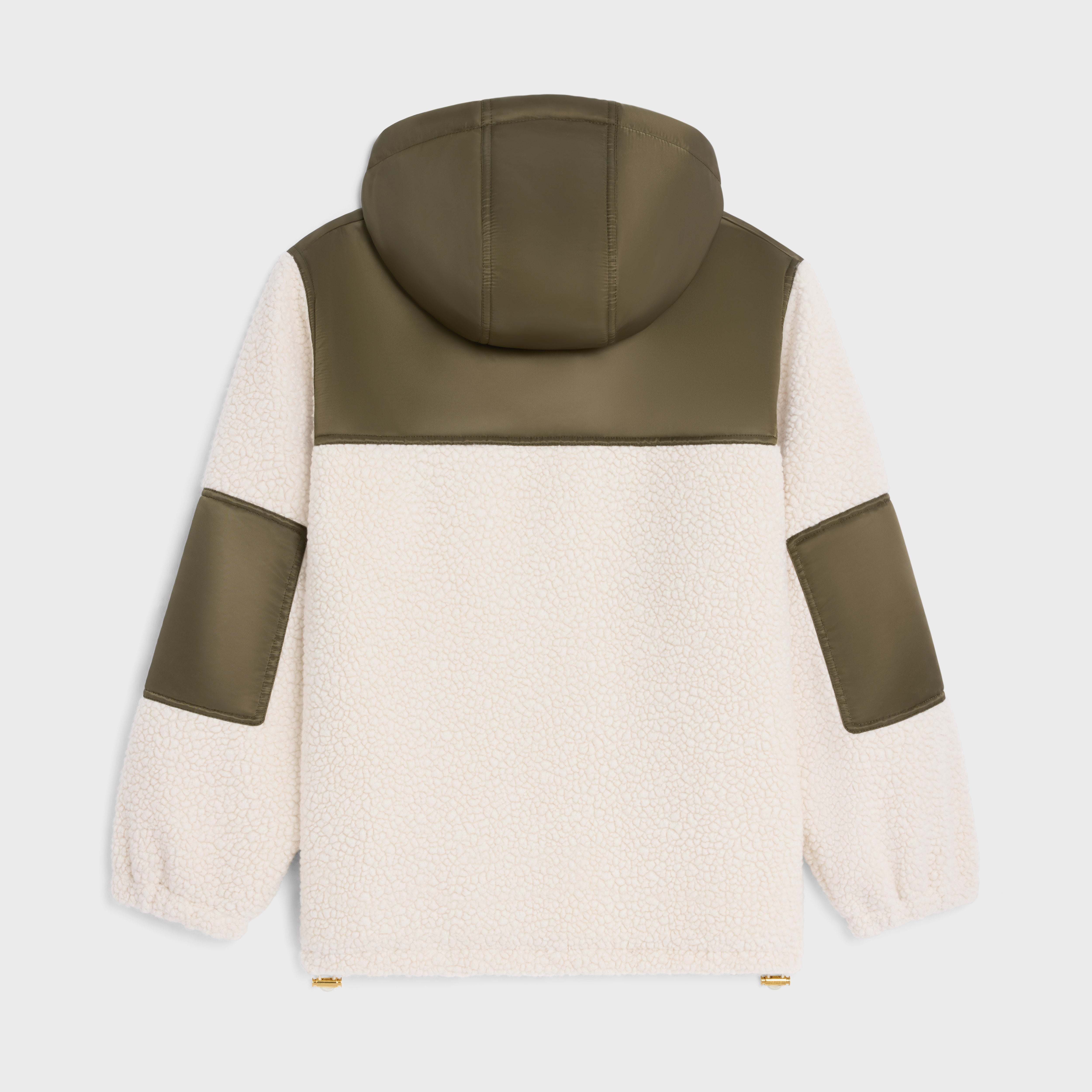 FLEECE JACKET IN FUR-EFFECT CASHMERE - GREGE/KHAKI