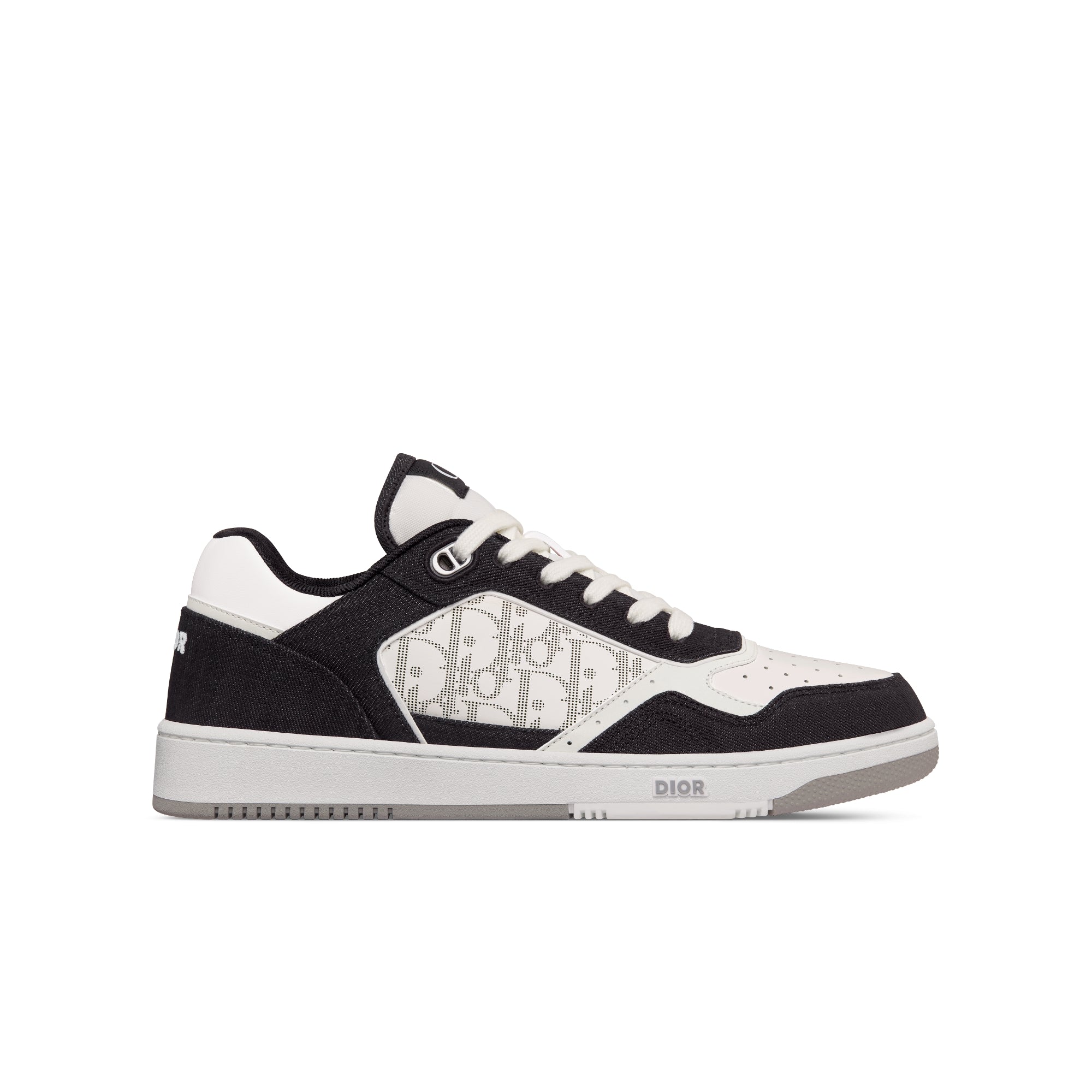 B27 Low-Top Sneaker - White Smooth Calfskin, Black Denim and White Dior Oblique Galaxy Leather