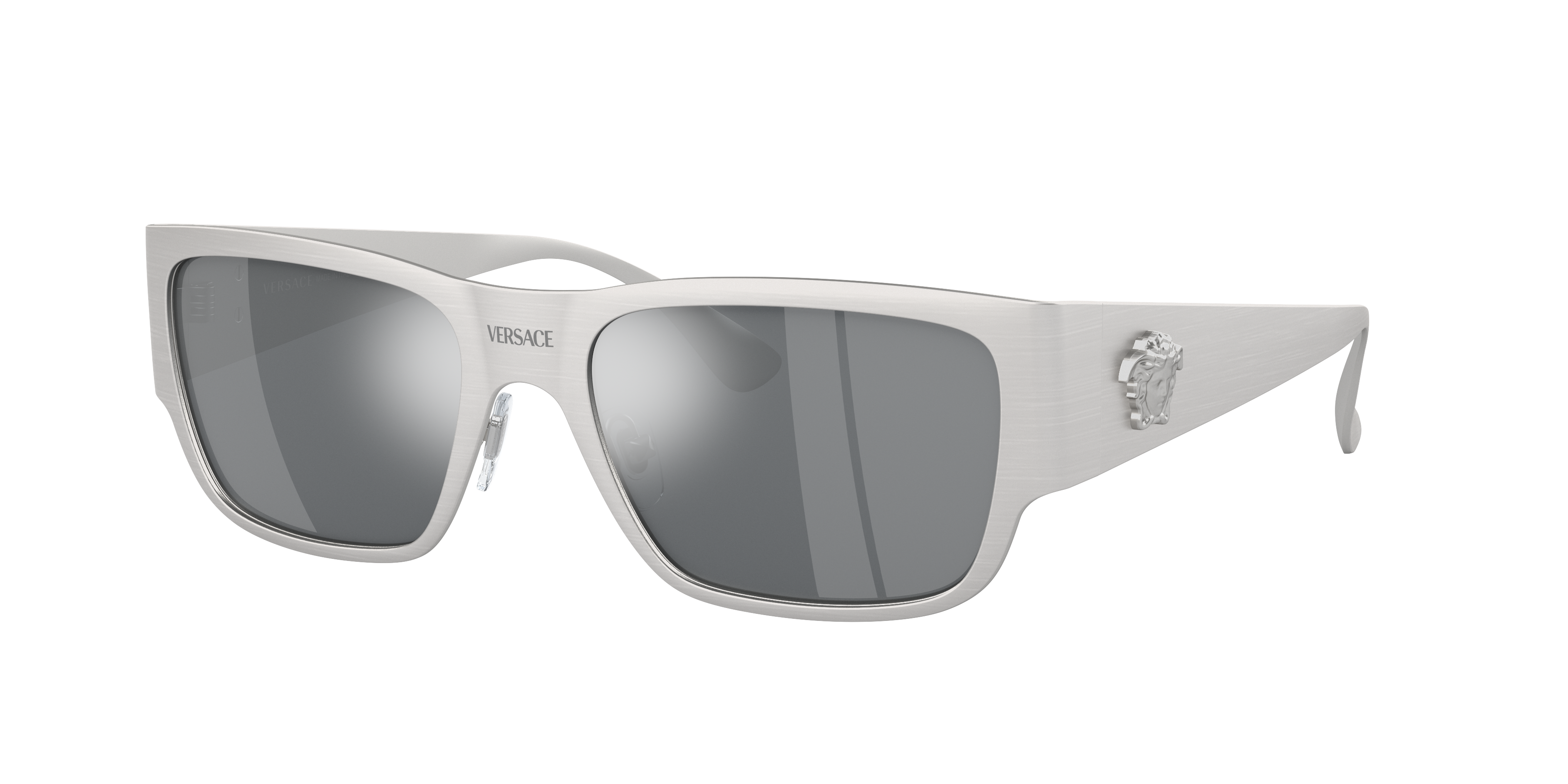 VERSACE VE2262 Silver - Men Luxury Sunglasses, Light Grey Mirror Black Lens