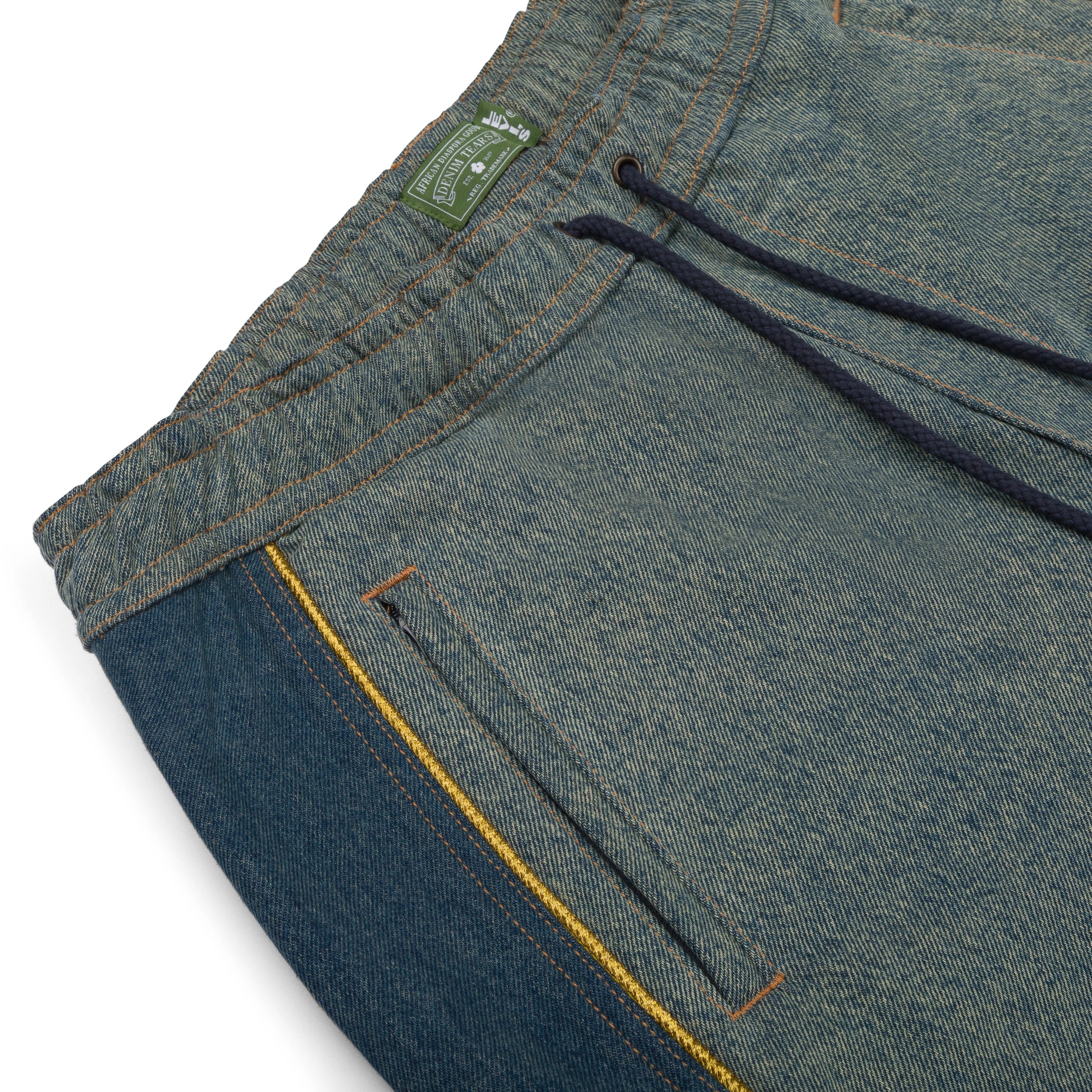 Cotton Fleur De-Lis Denim Track Pants