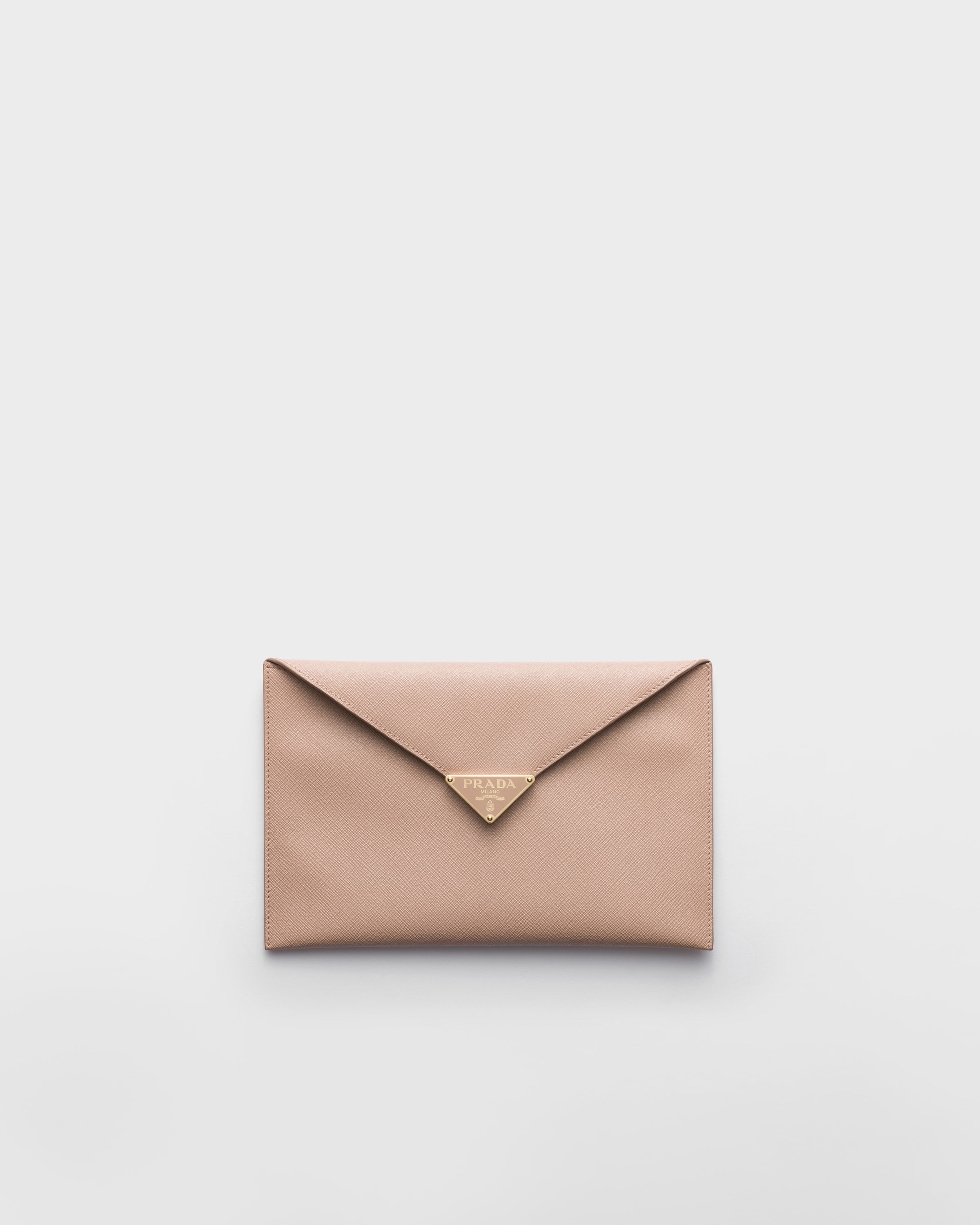 Saffiano leather envelope clutch Powder Pink
