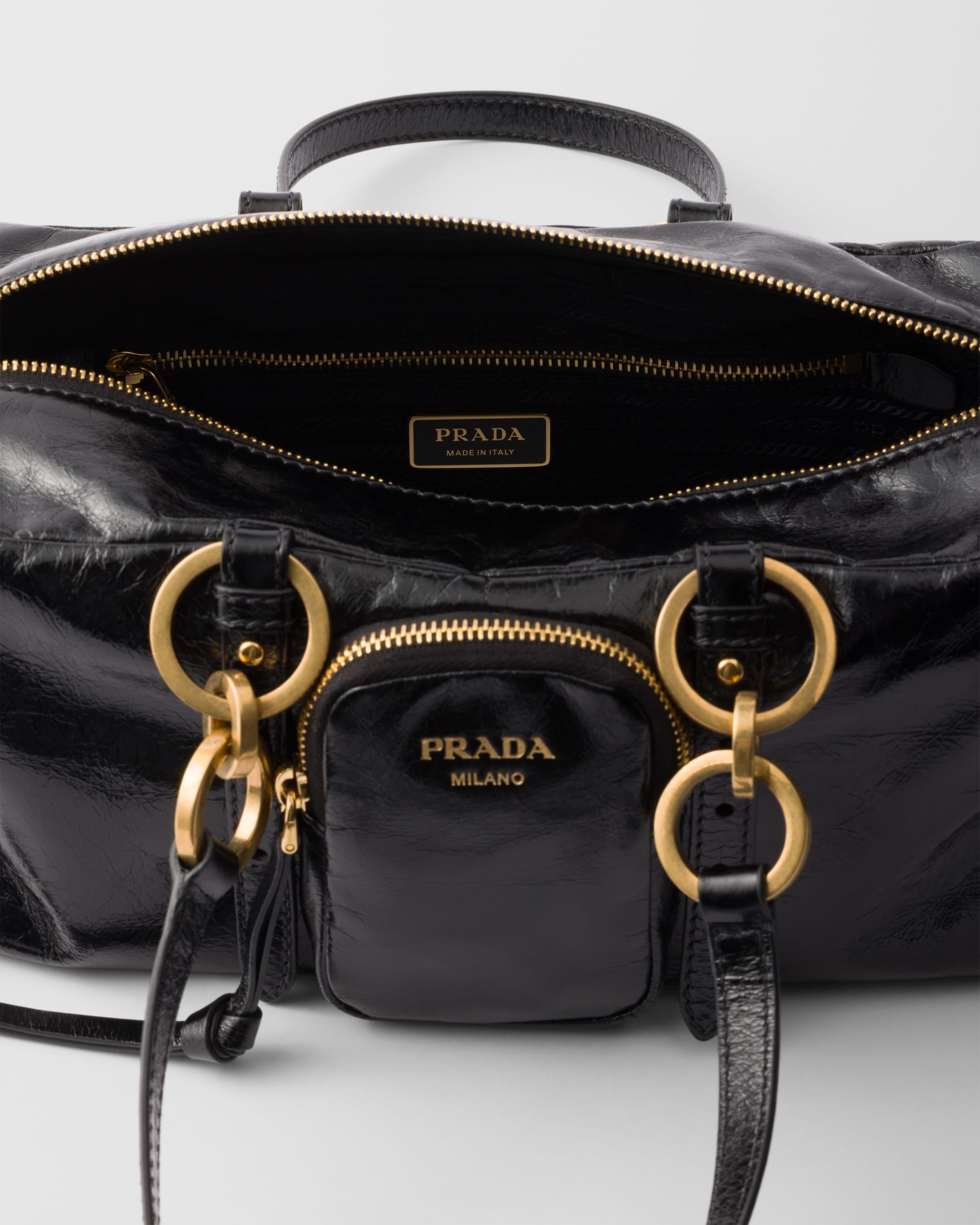 Prada Dangle medium leather top-handle bag Black
