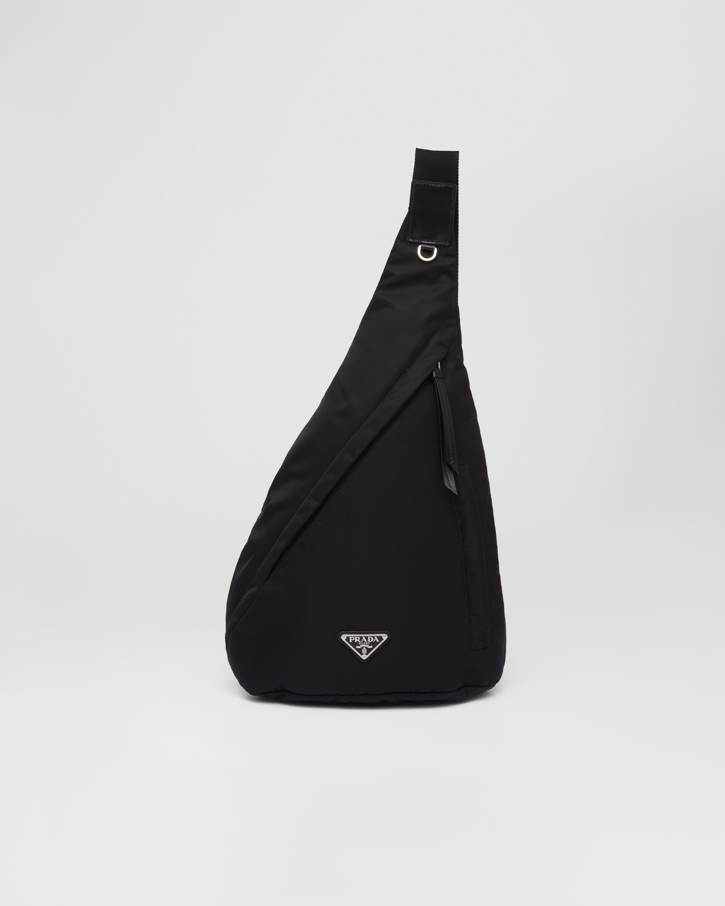 Re-Nylon and leather backpack Black