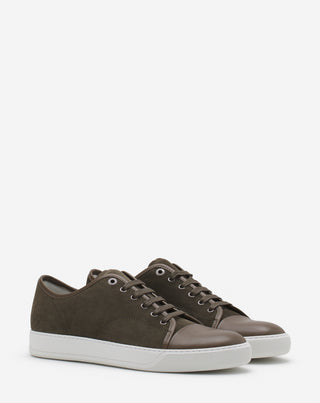 DBB1 LEATHER AND SUEDE SNEAKERS - KHAKI/WHITE