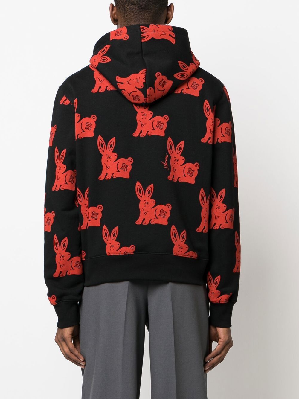 Rabbit-motif cotton hoodie