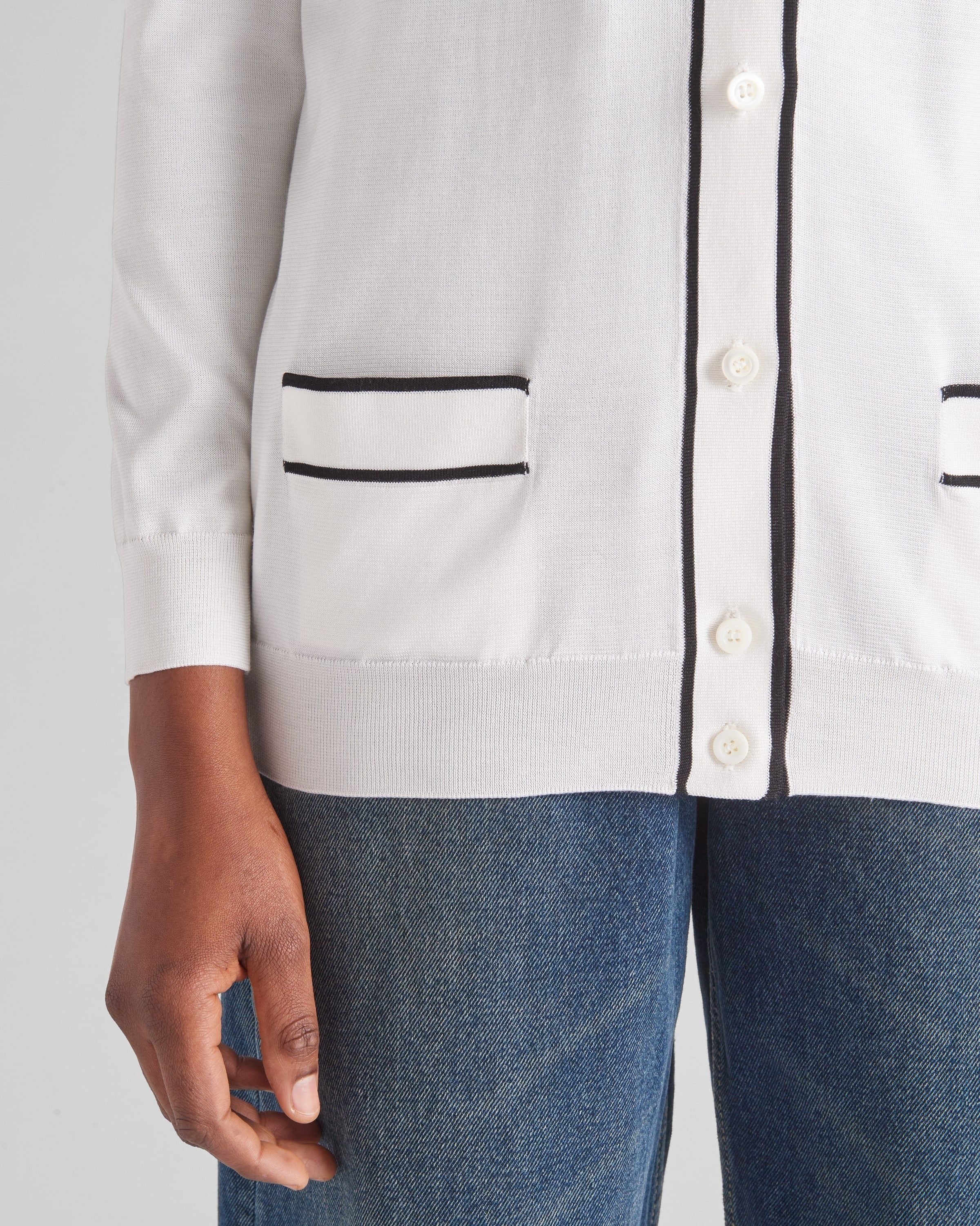 Silk cardigan White/Black