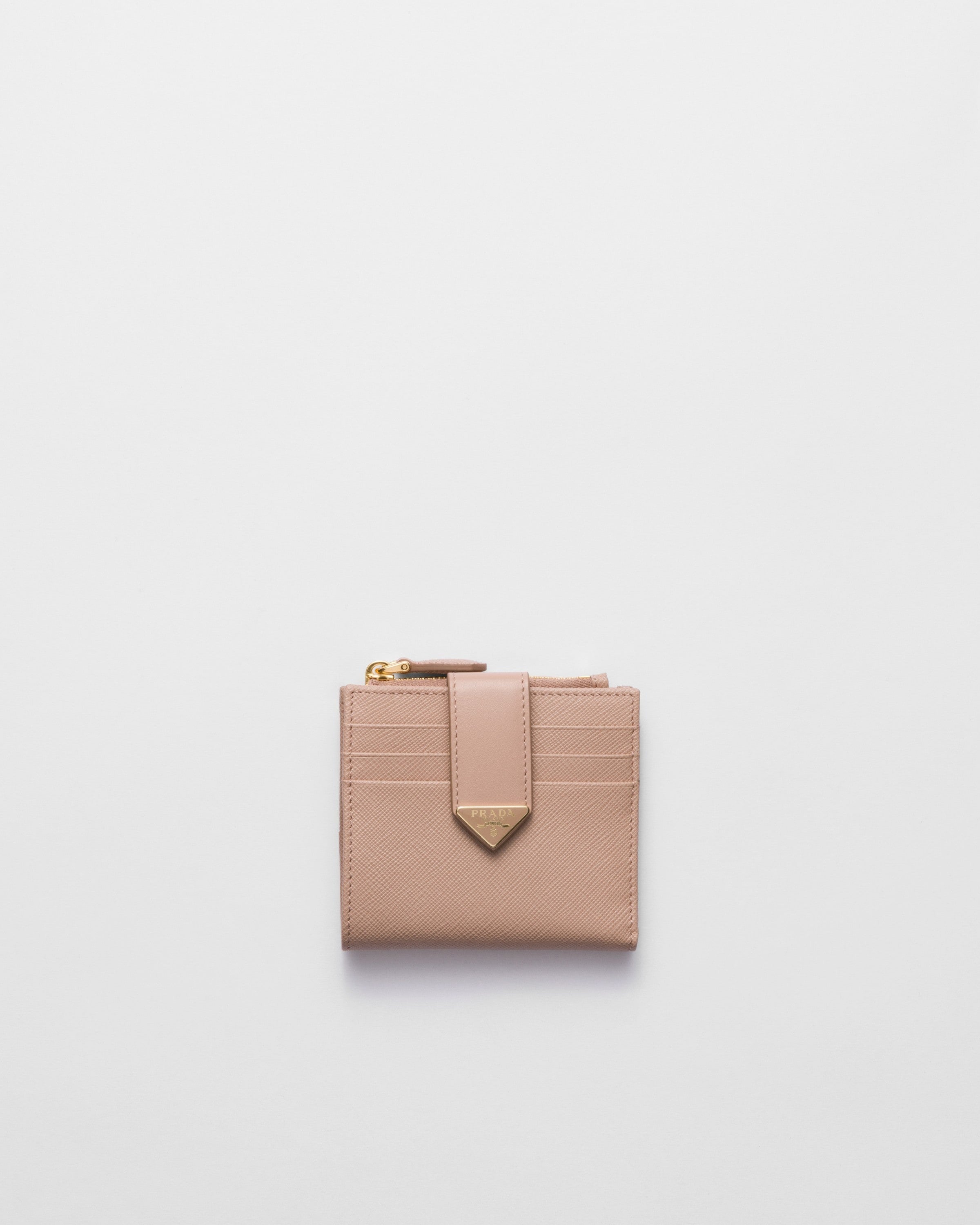 Small Saffiano and smooth leather wallet Powder Pink