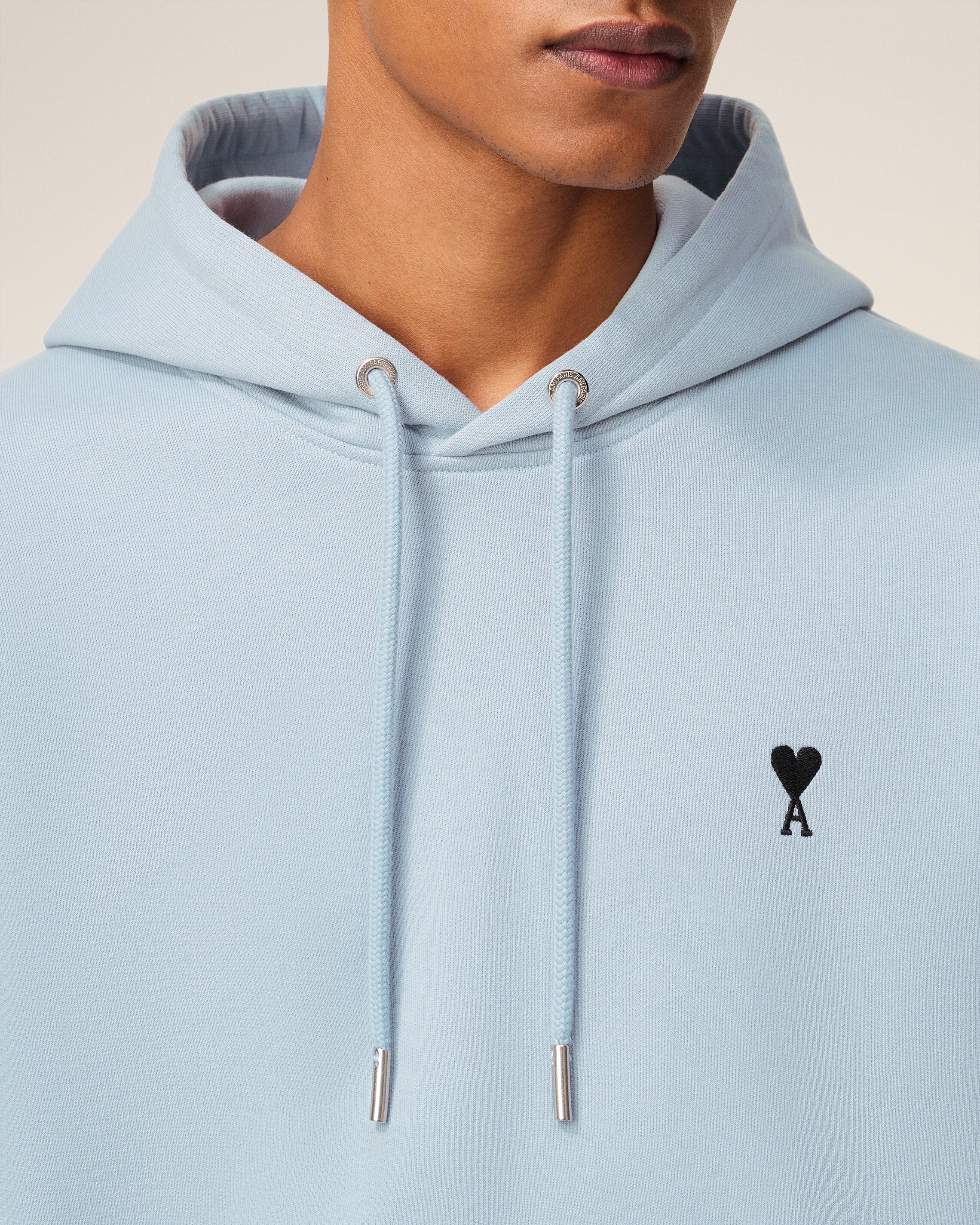 Blue Cotton Contrasted Ami De Coeur Hoodie SKY