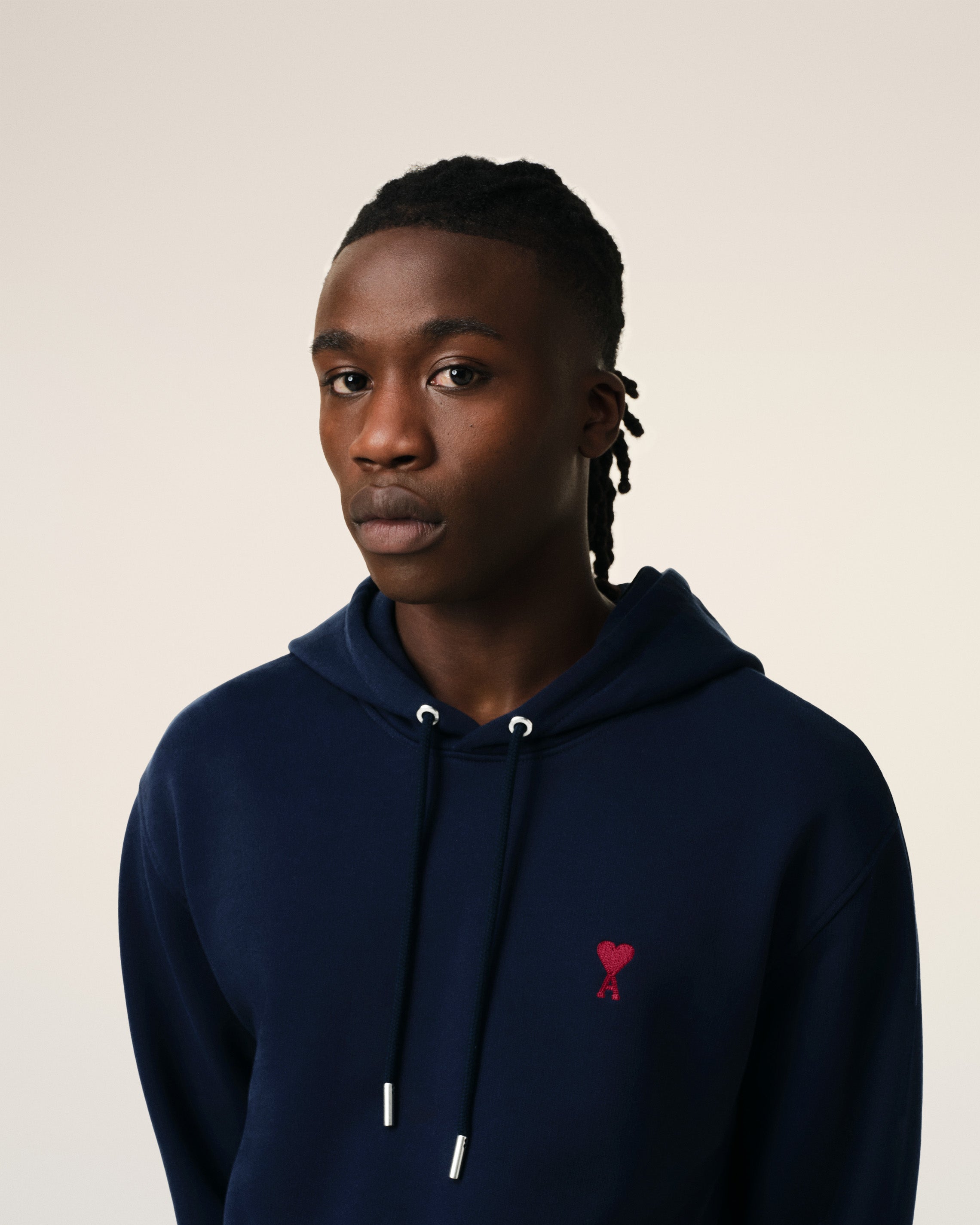 NAVY COTTON AMI DE COEUR HOODIE NIGHT BLUE