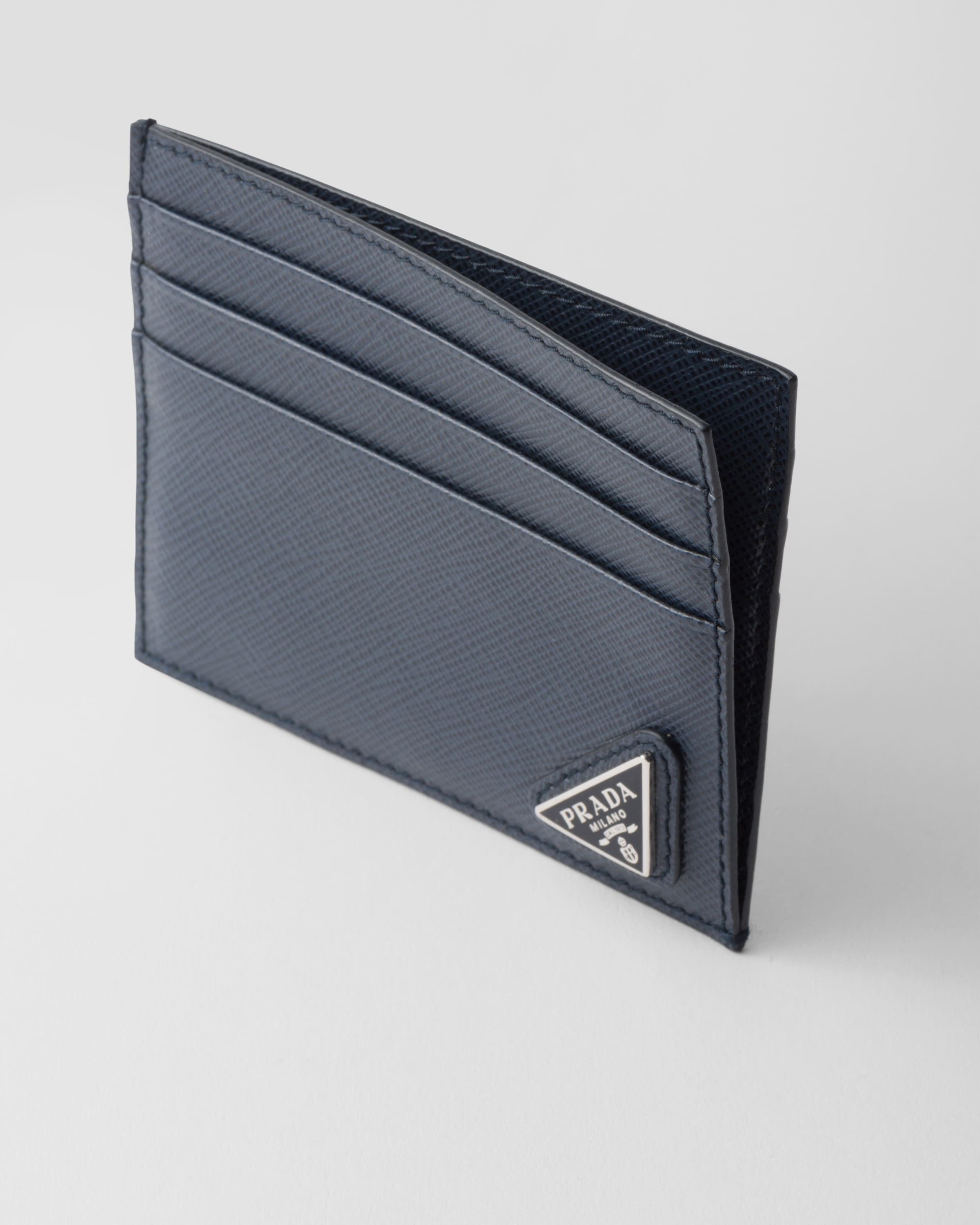Saffiano leather card holder Baltic Blue