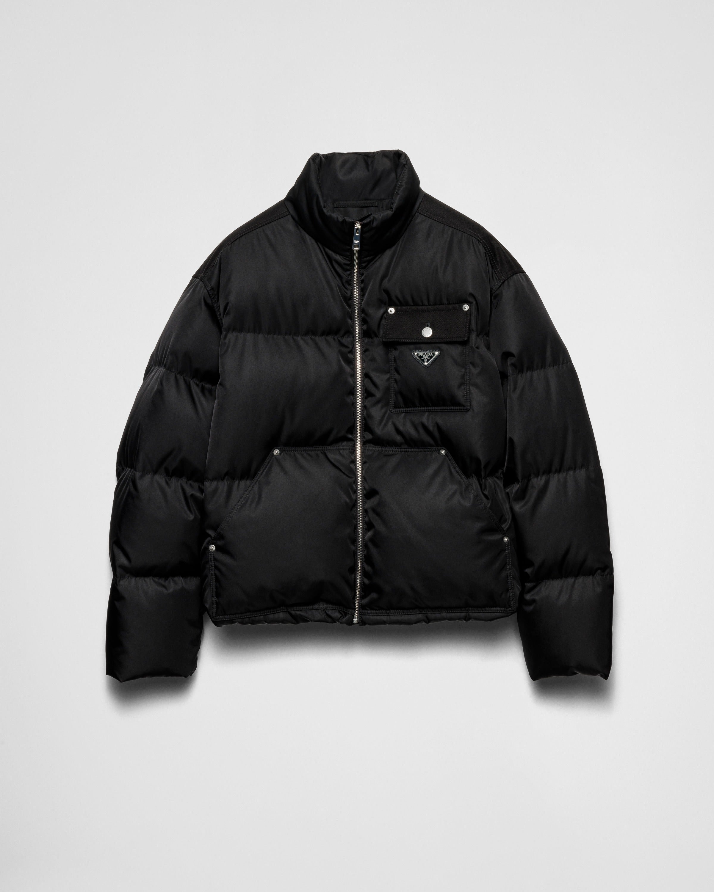 Cropped Re-Nylon down jacket Black