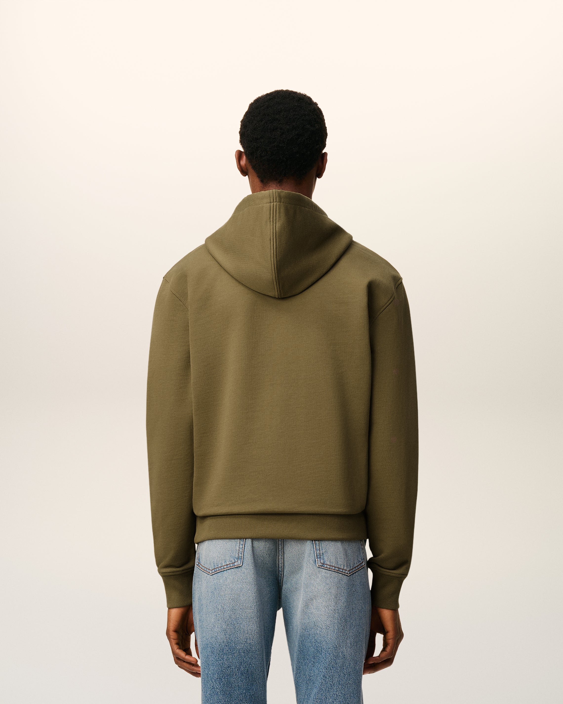 Green Cotton Zipped Ami De Coeur Hoodie BRONZE