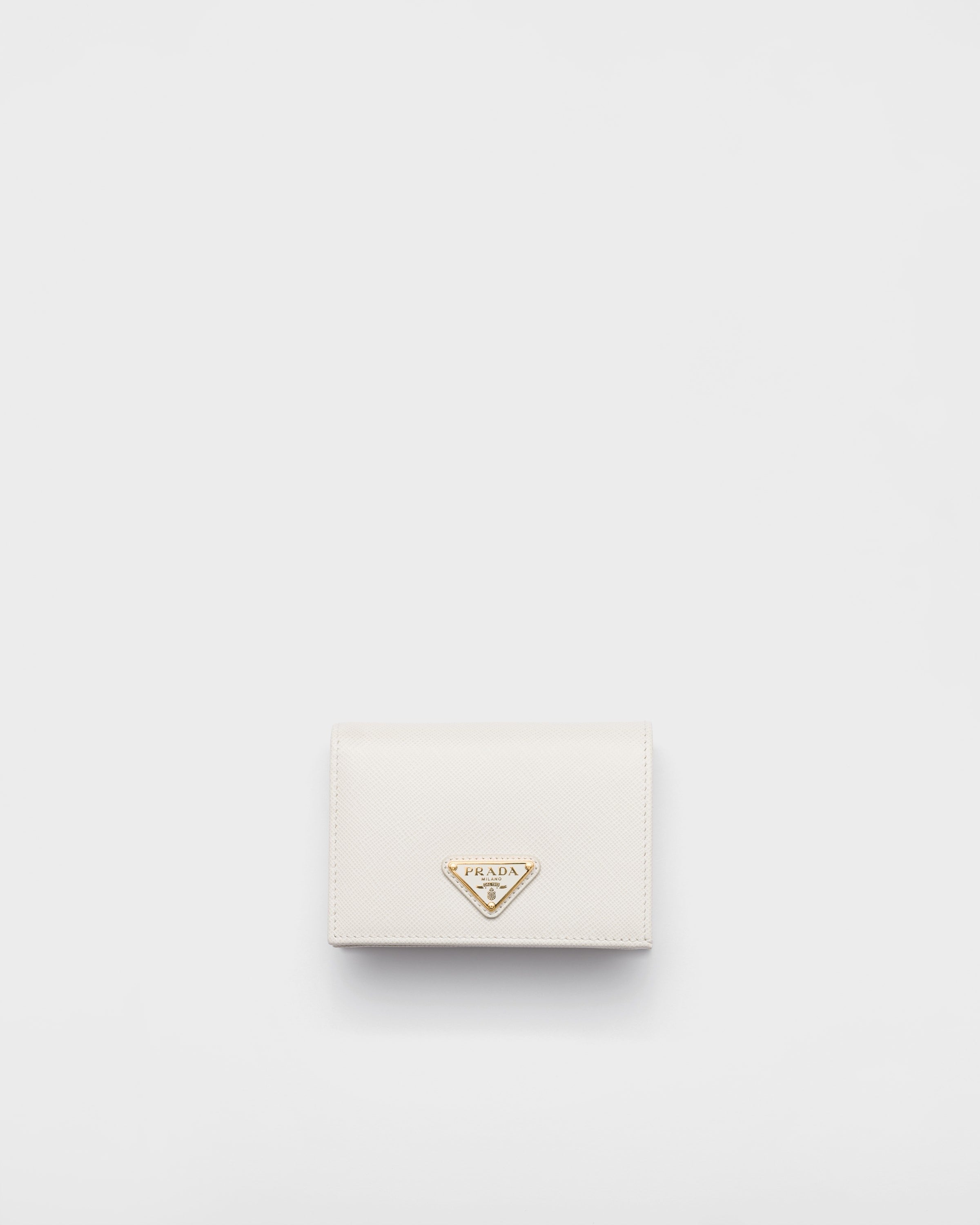 Small Saffiano Leather Wallet Chalk White