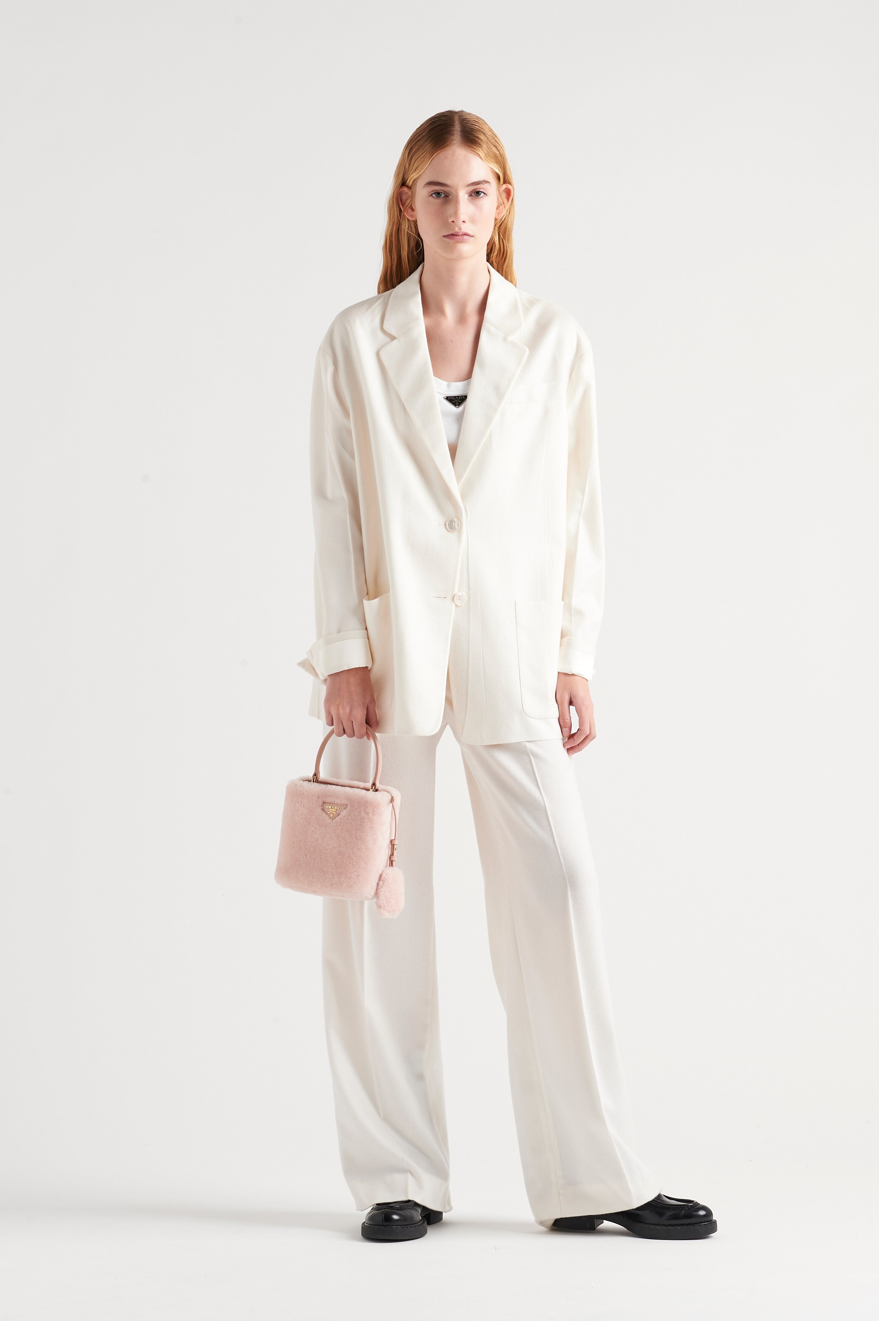 Prada Panier shearling mini-bag Orchid Pink