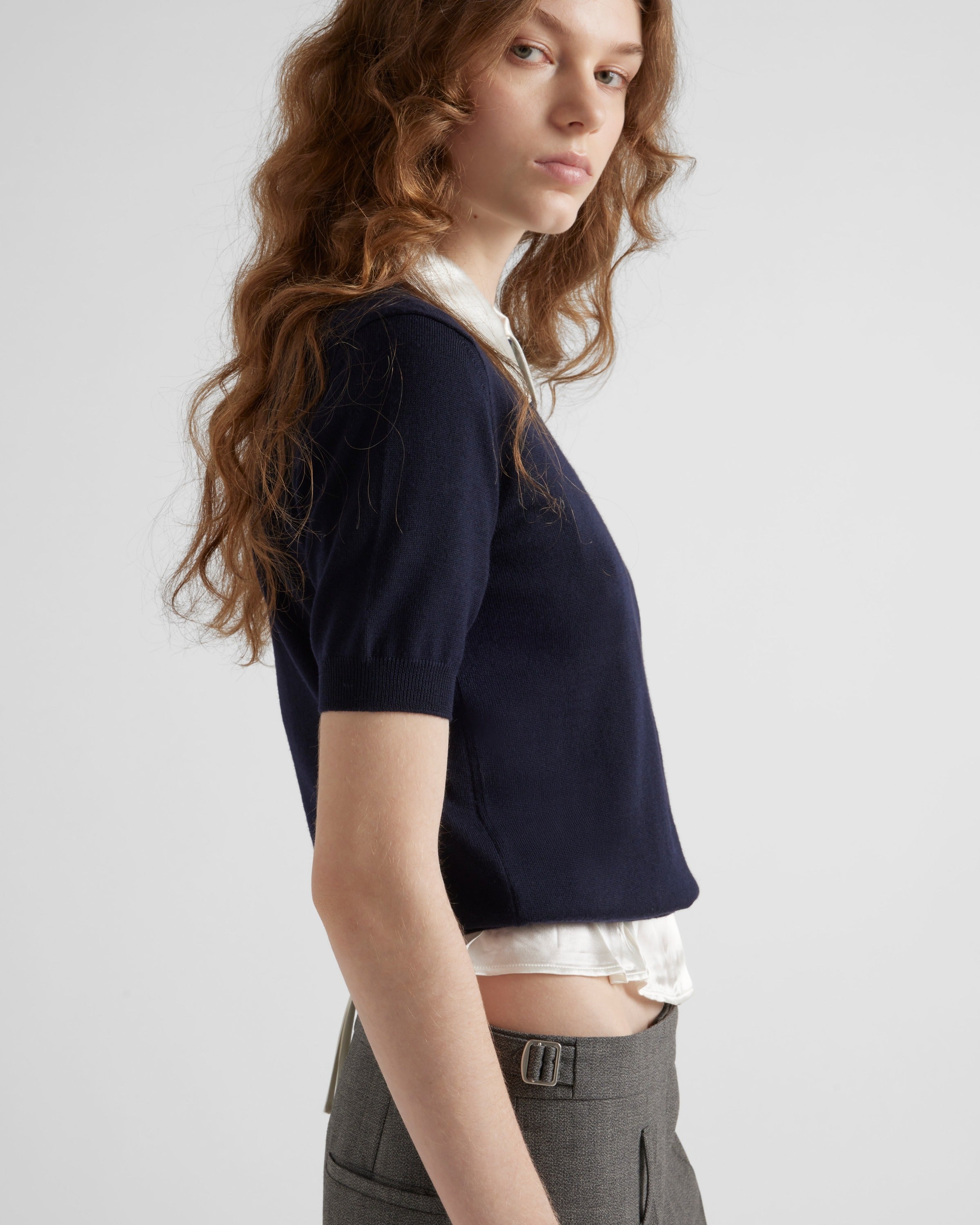 Wool crew-neck sweater Navy
