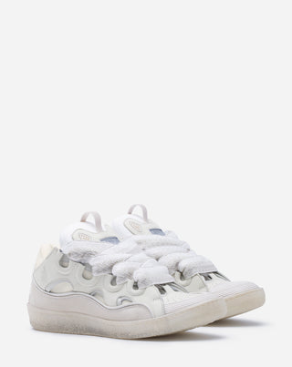 LEATHER CURB SNEAKERS - WHITE