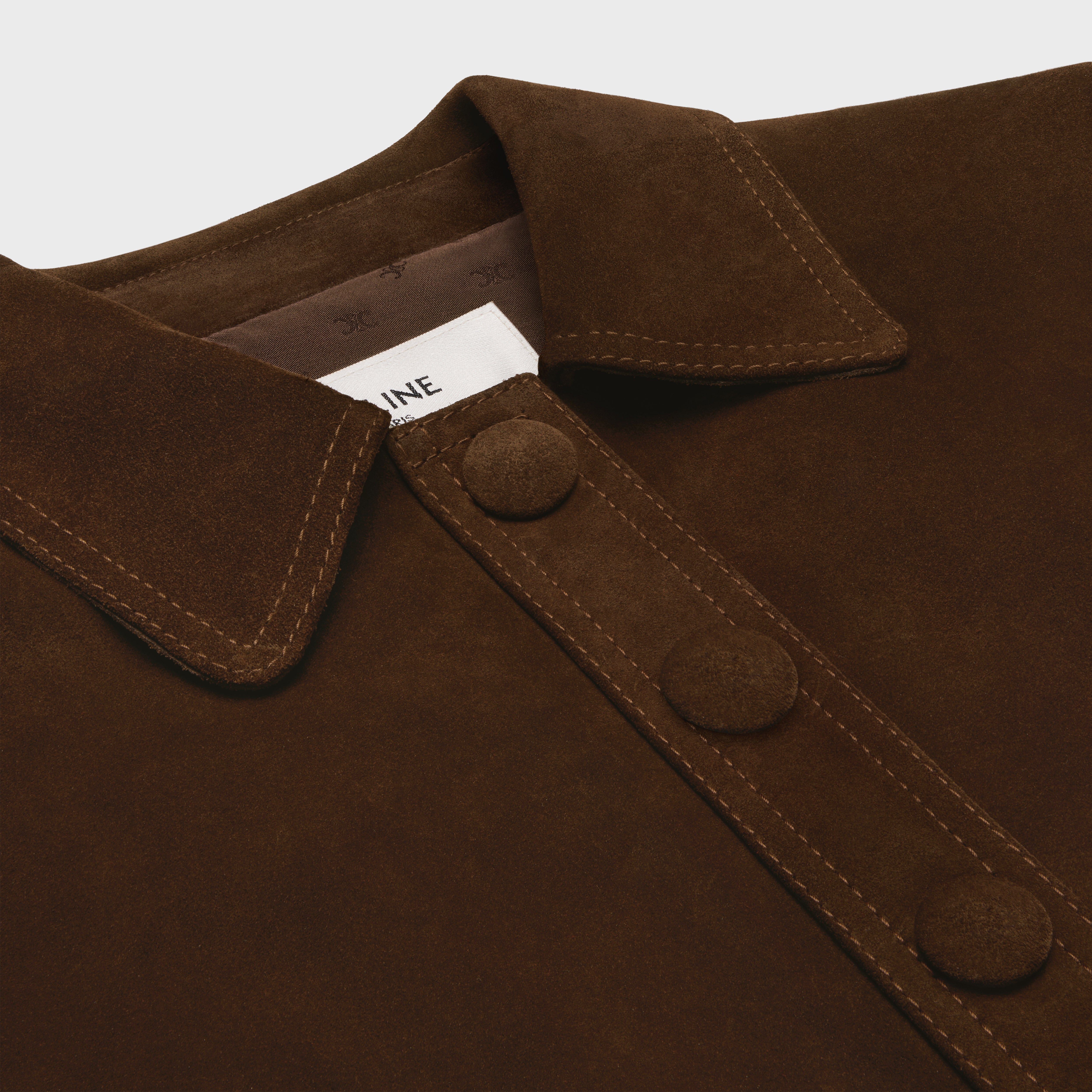 STRAIGHT-CUT BLOUSON JACKET IN SUEDE - ESPRESSO