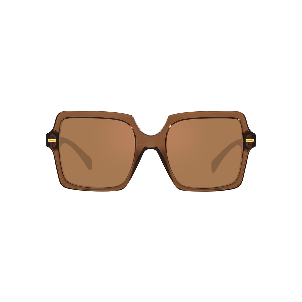 VERSACE VE4441 Transparent Brown - Women Luxury Sunglasses, Brown Orange Metallic Lens