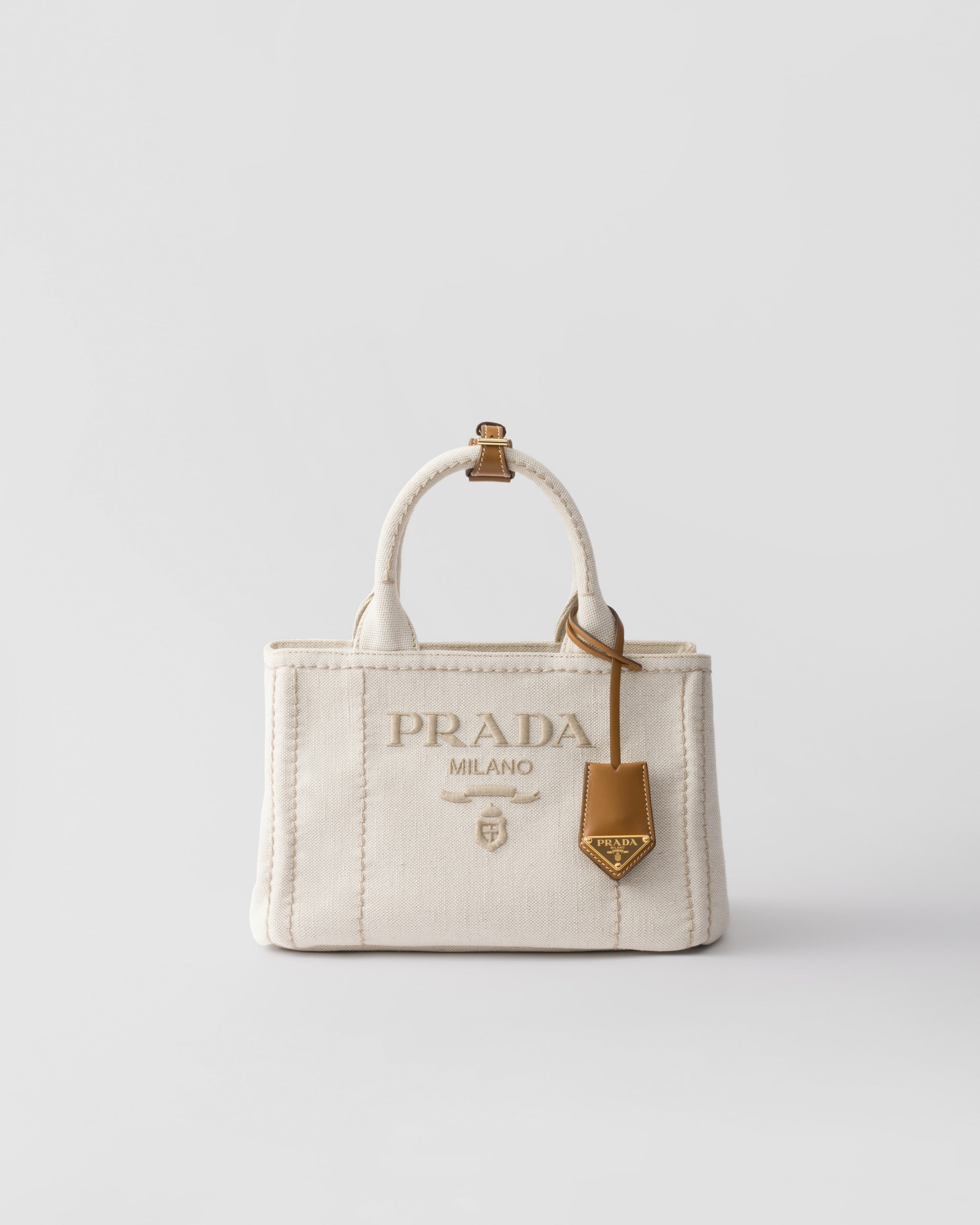 Prada Jardinière small linen blend handbag Natural