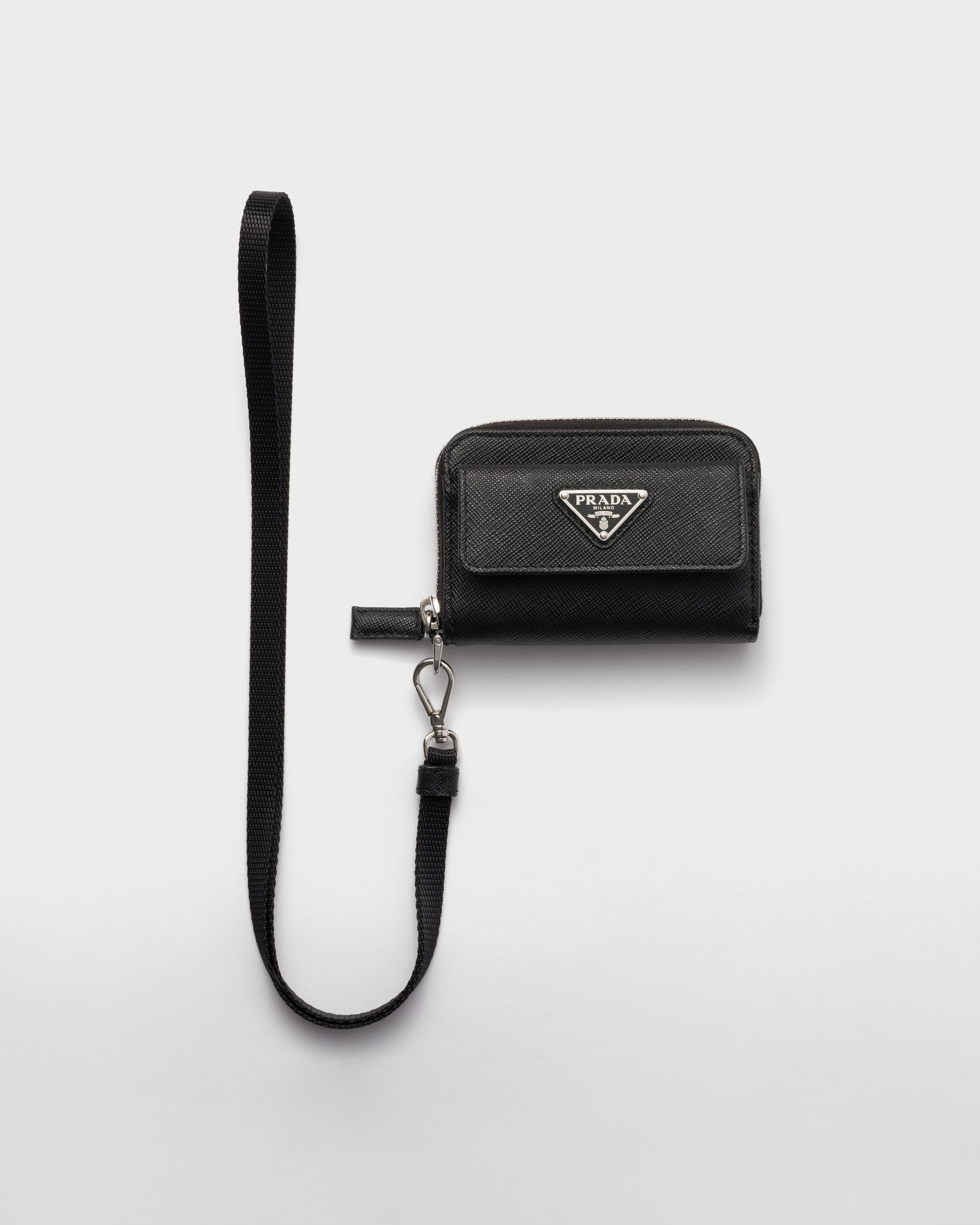 Saffiano leather coin purse Black