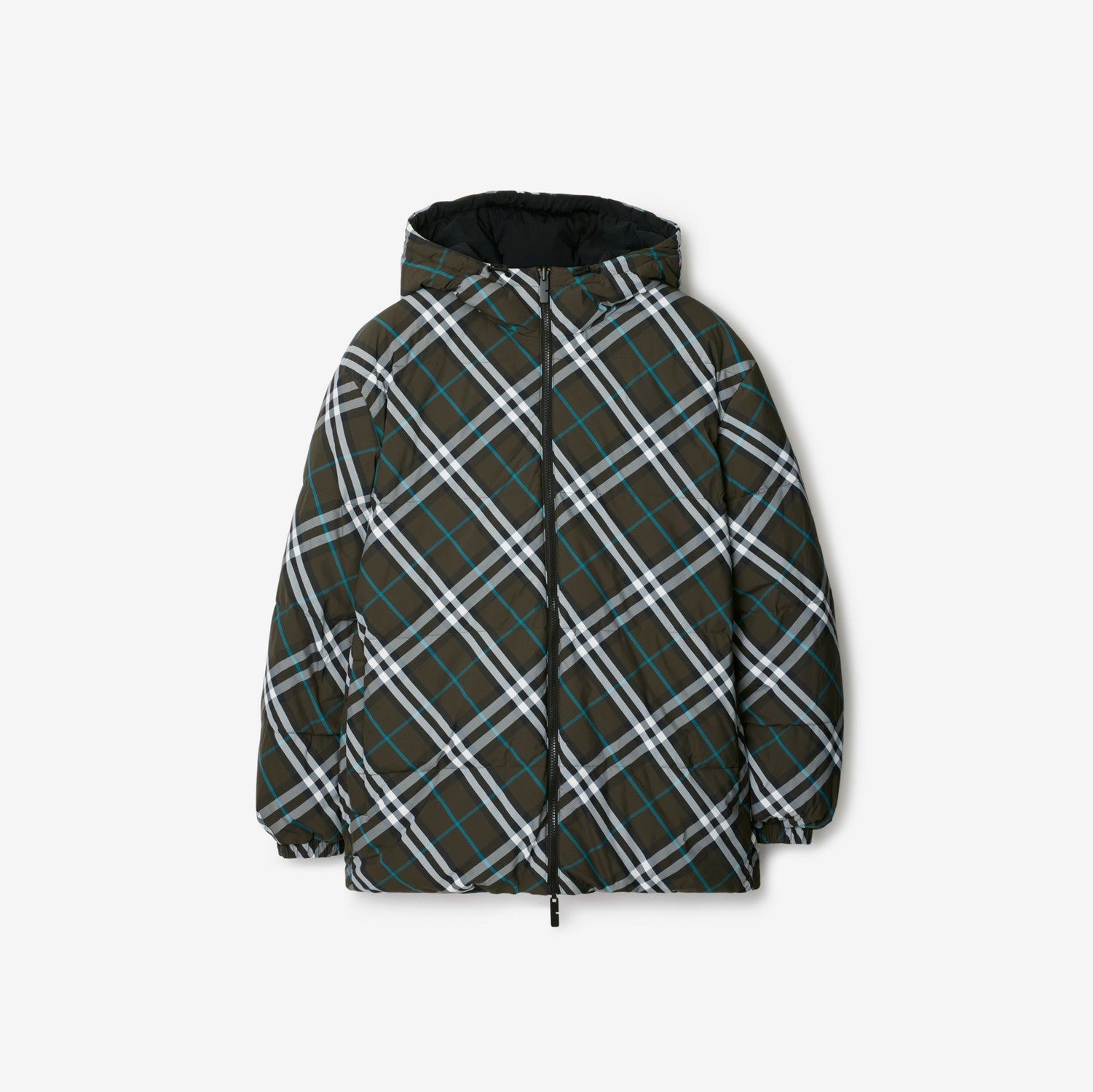 Reversible Check Nylon Puffer Jacket - Snug