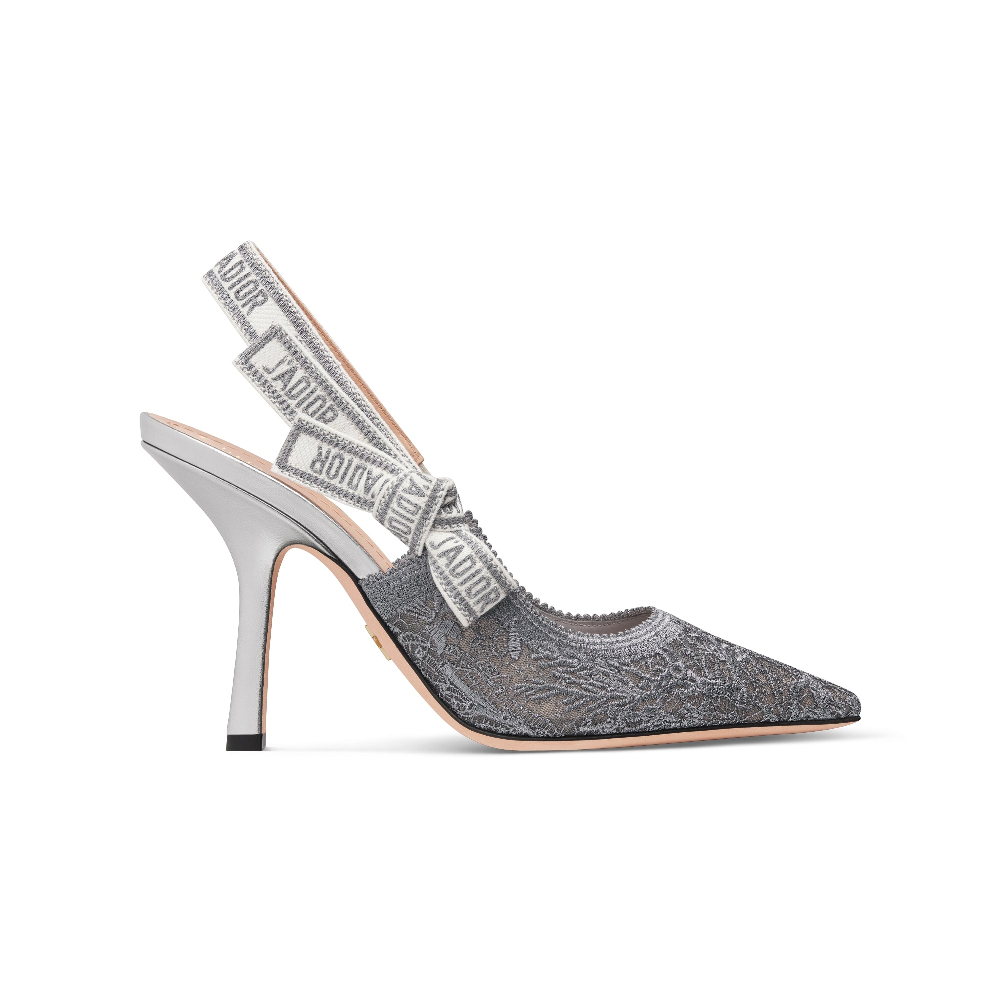 J'Adior Slingback Pump - Transparent Mesh Embroidered with Dior Cabinet de la Mer Motif in Silver-Tone Metallic Thread