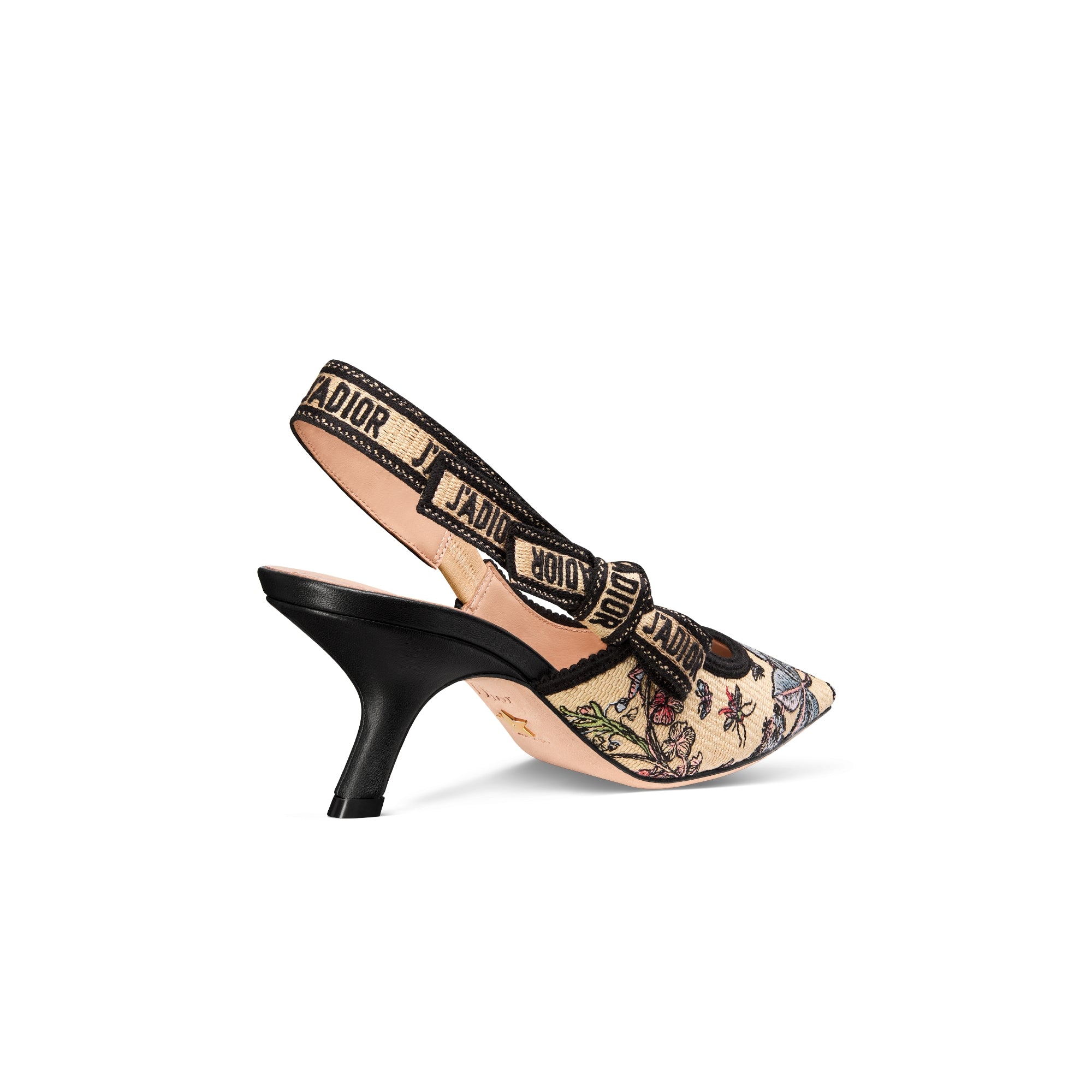 J'Adior Slingback Pump - Natural Raffia Embroidered with Multicolor Dior Cabinet de Curiosités Motif