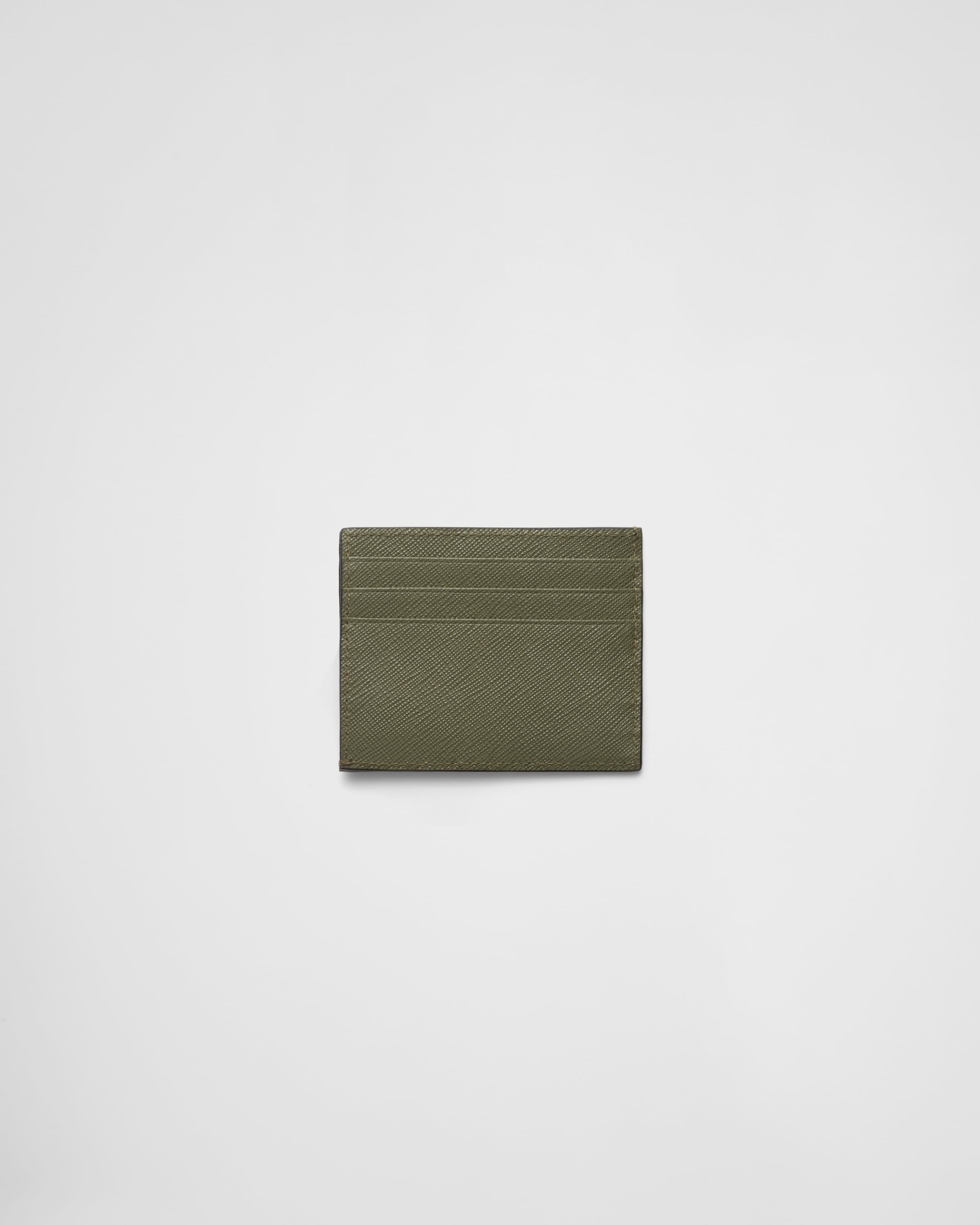 Saffiano leather card holder Loden Green
