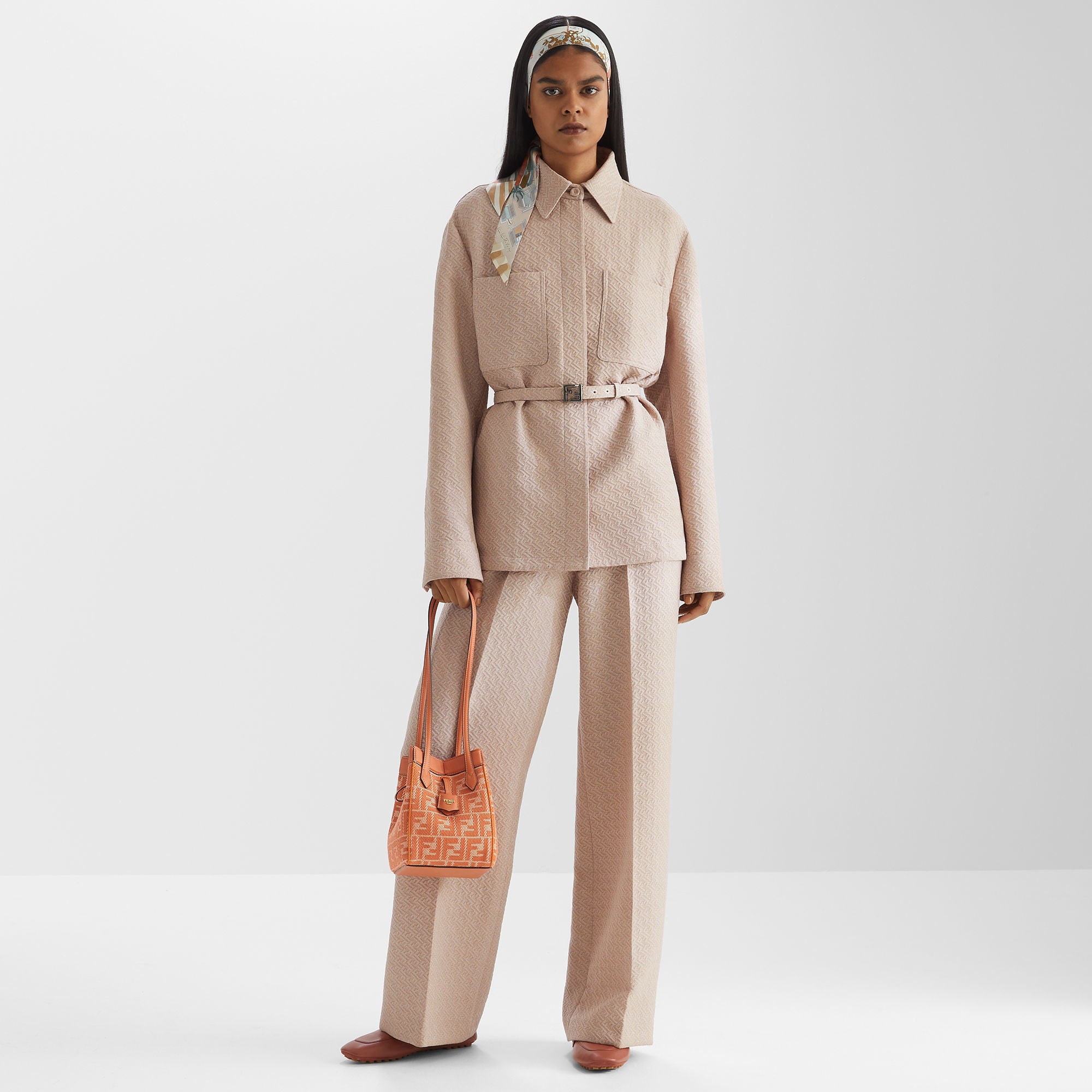 Fendi Origami Mini Orange denim-effect FF jacquard transformable mini-bag