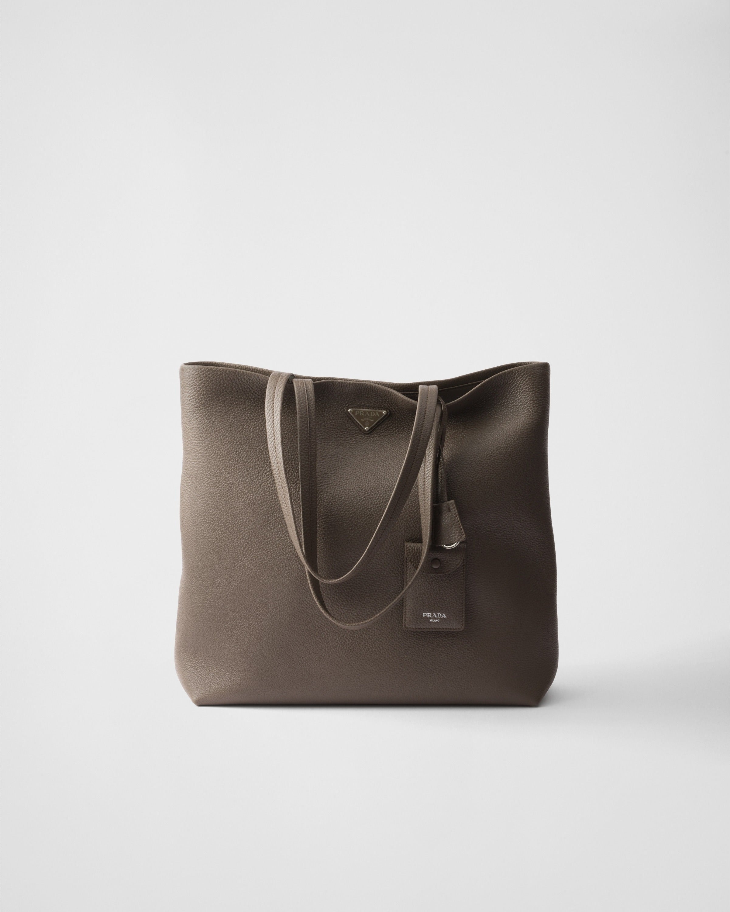 Leather tote Bamboo Gray