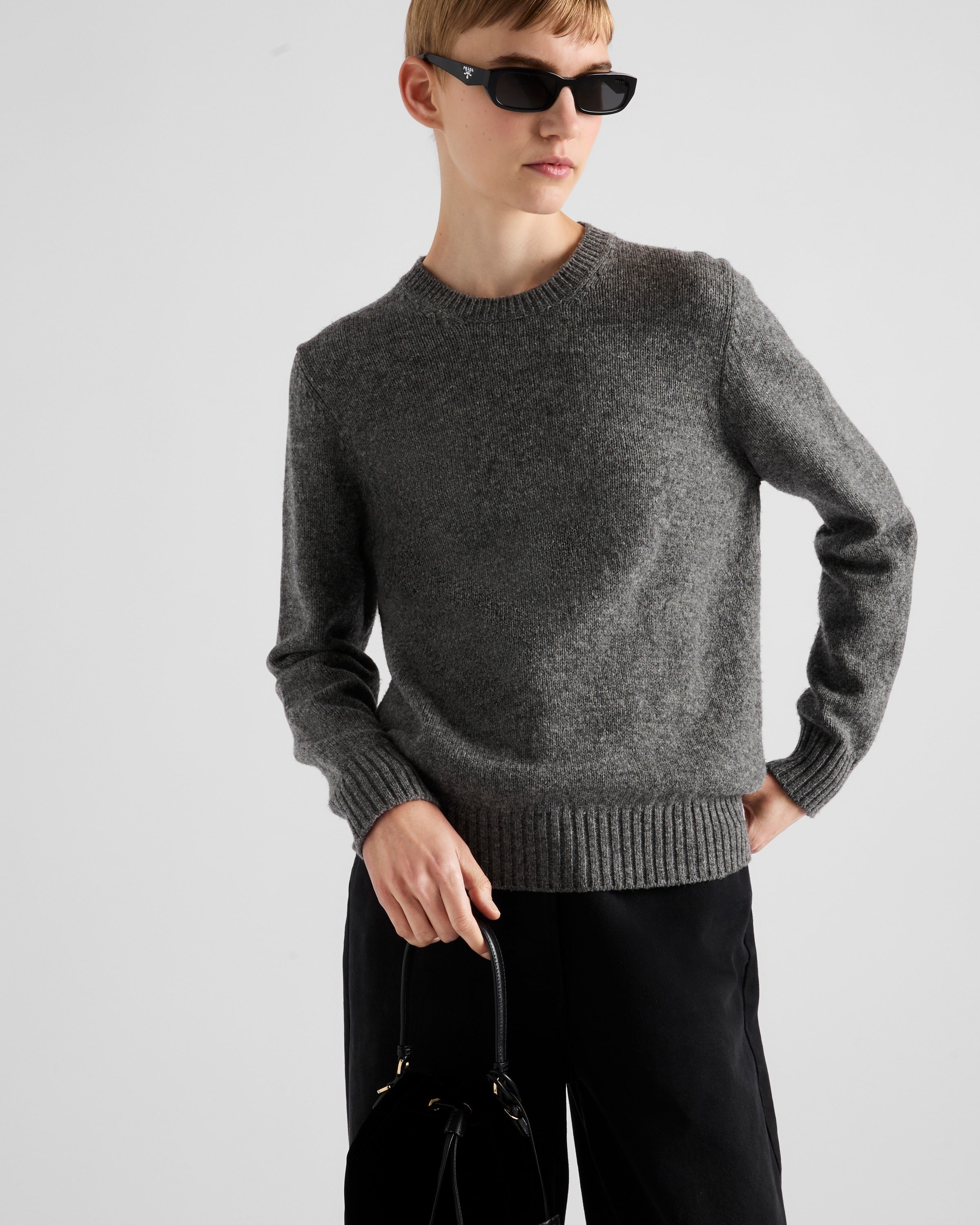 Wool and cashmere crew-neck sweater Grey