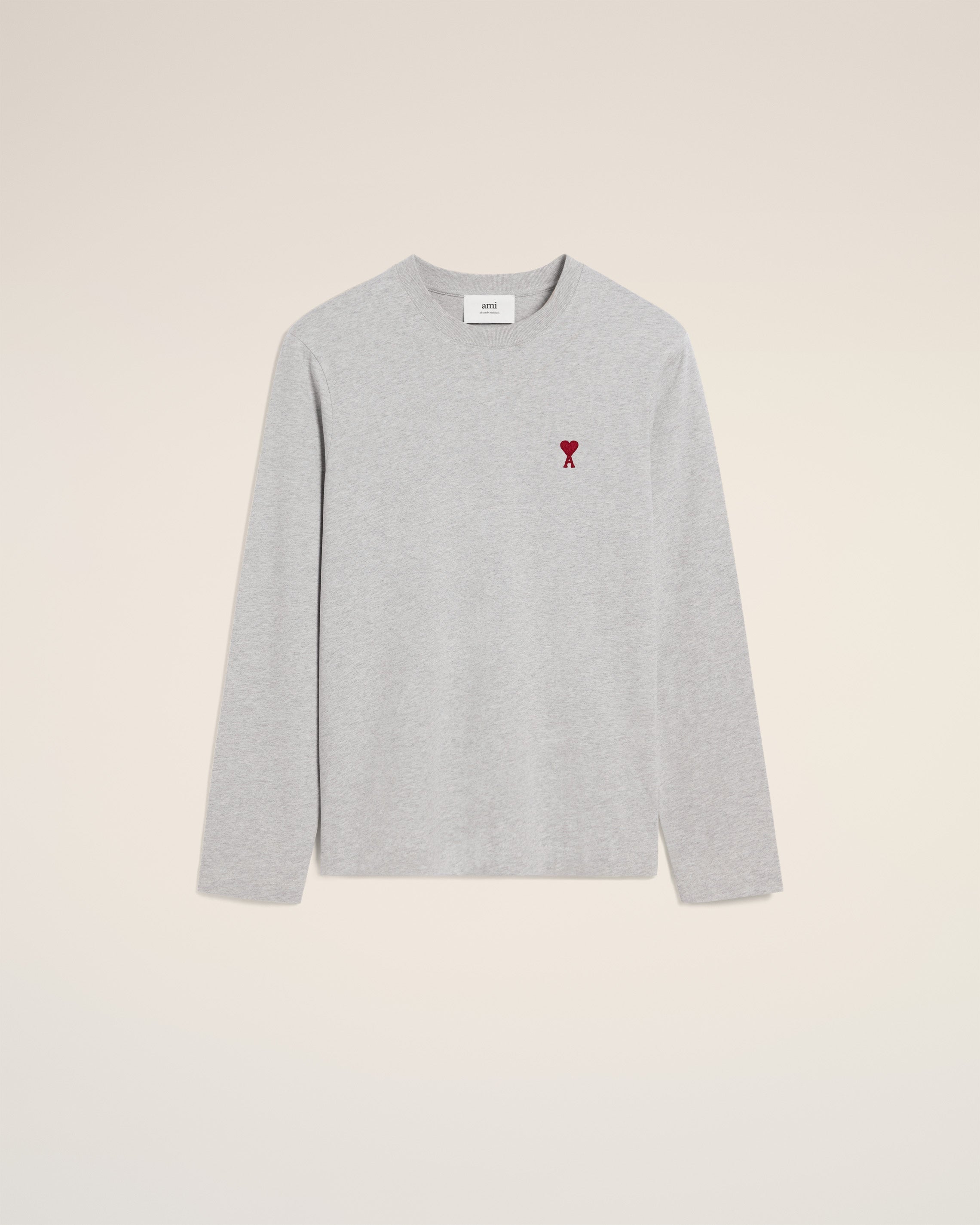 GREY COTTON AMI DE COEUR LONG SLEEVES T-SHIRT HEATHER ASH GREY