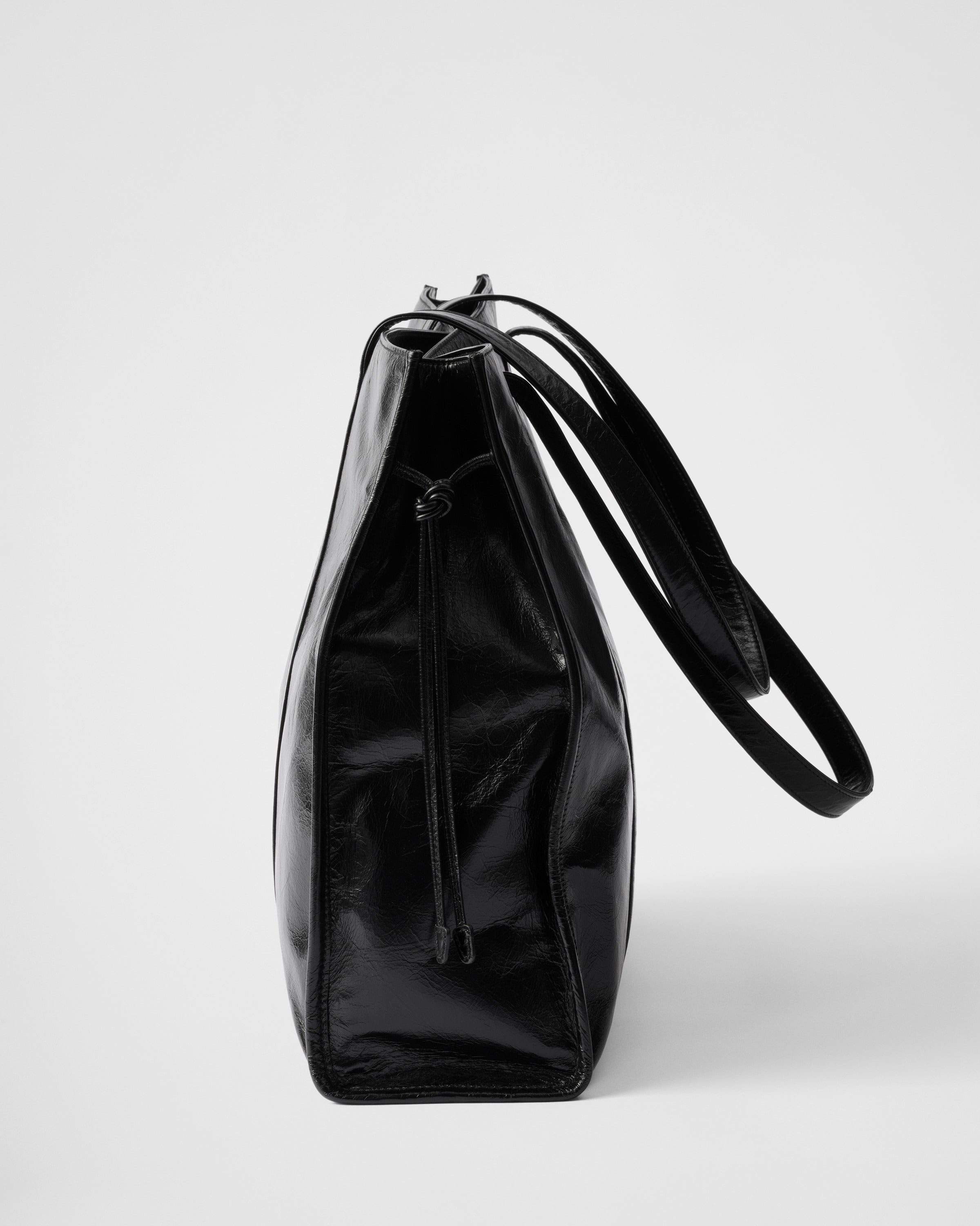 Large leather tote bag Black