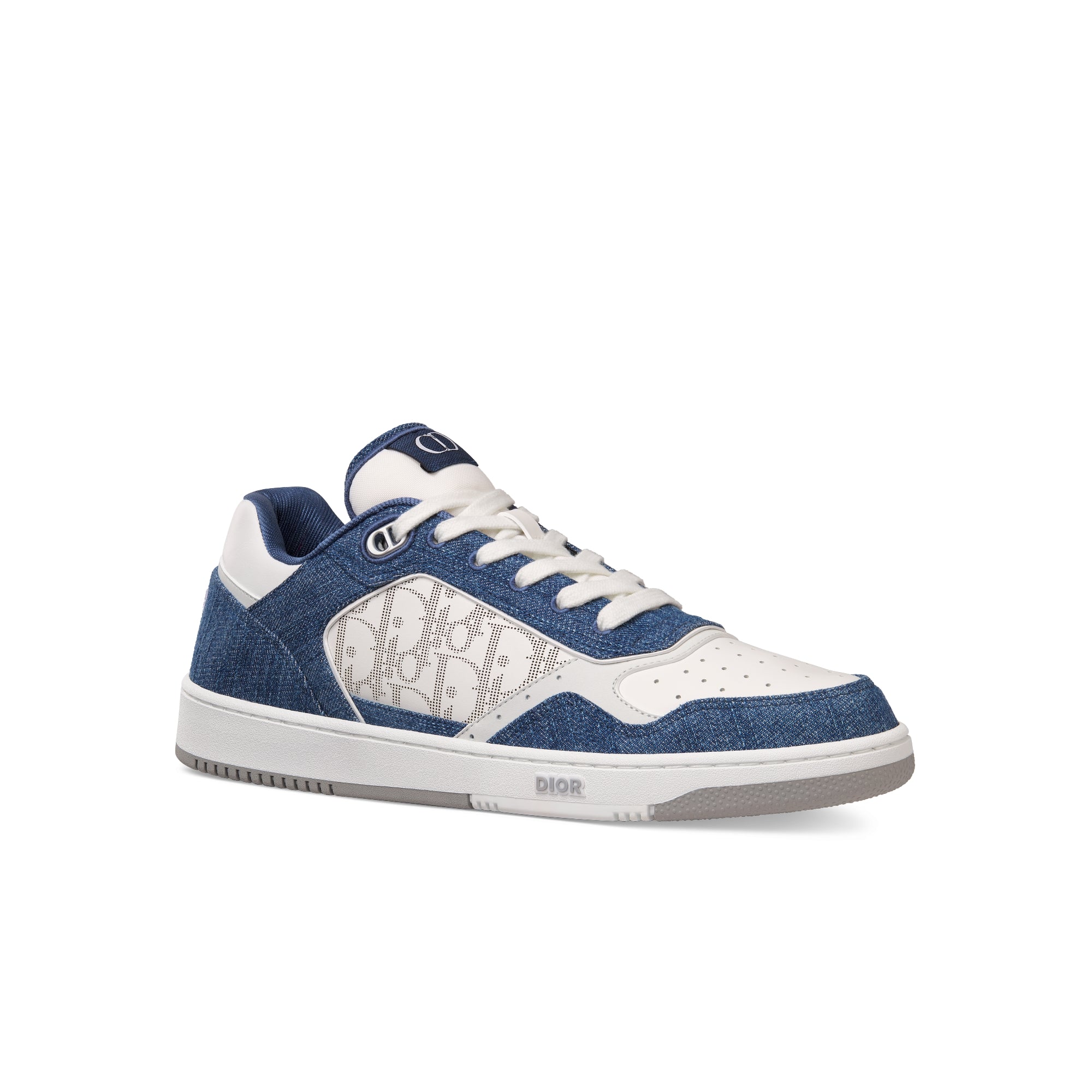 B27 Low-Top Sneaker - White Smooth Calfskin, Blue Denim and White Dior Oblique Galaxy Leather