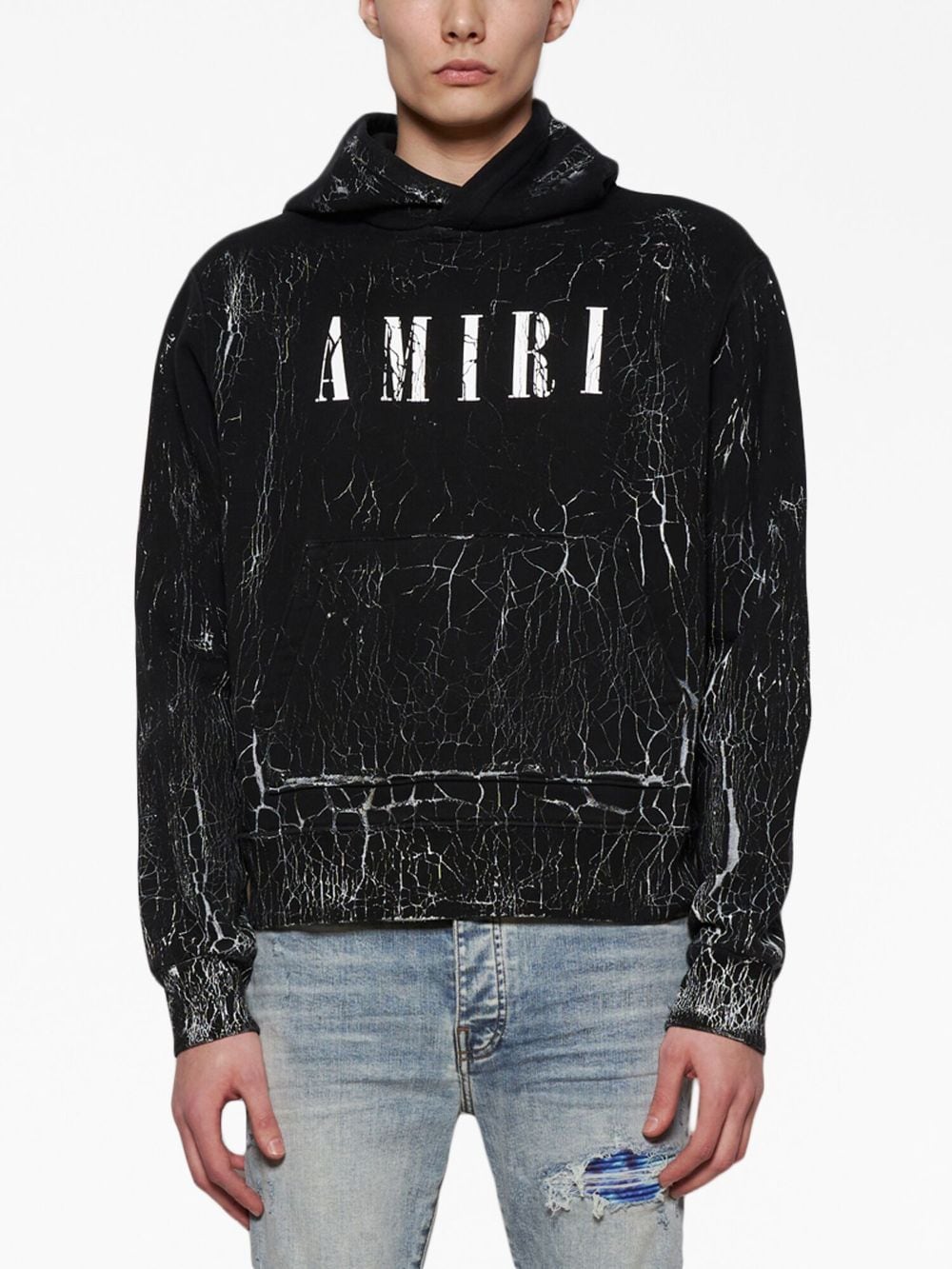 Cracked logo-print hoodie