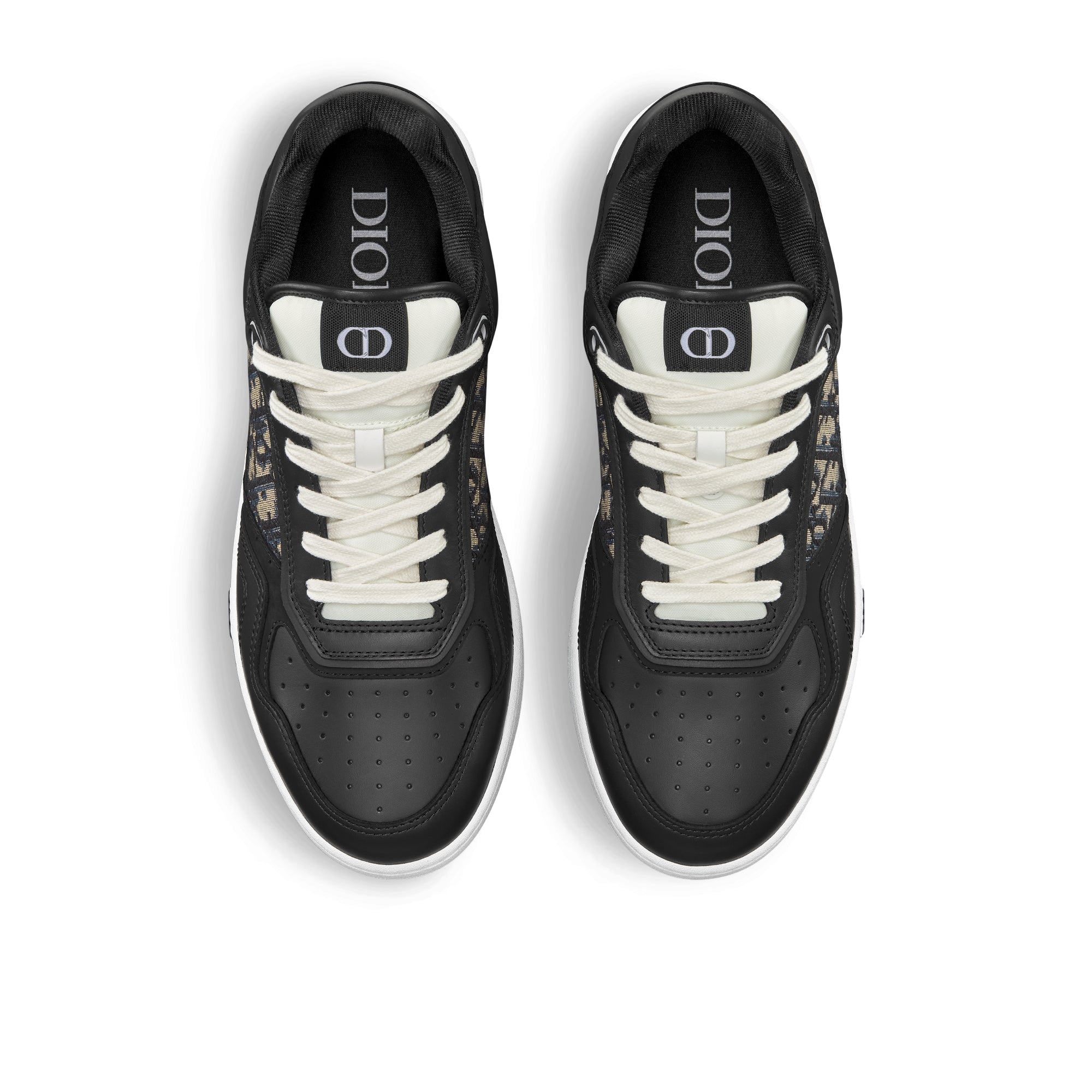 B27 Low-Top Sneaker - Black Smooth Calfskin with Beige and Black Dior Oblique Jacquard