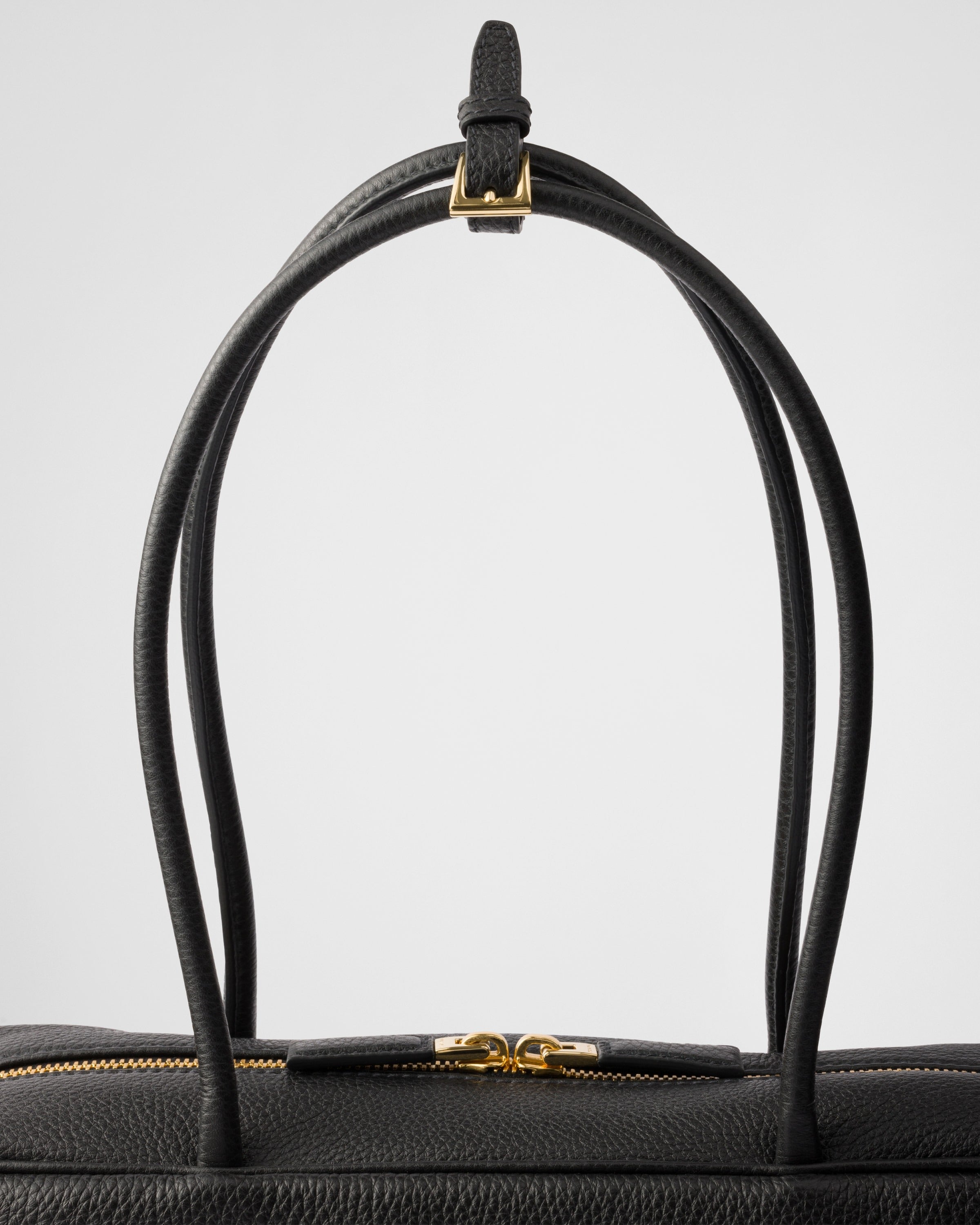 Large leather top-handle bag Black