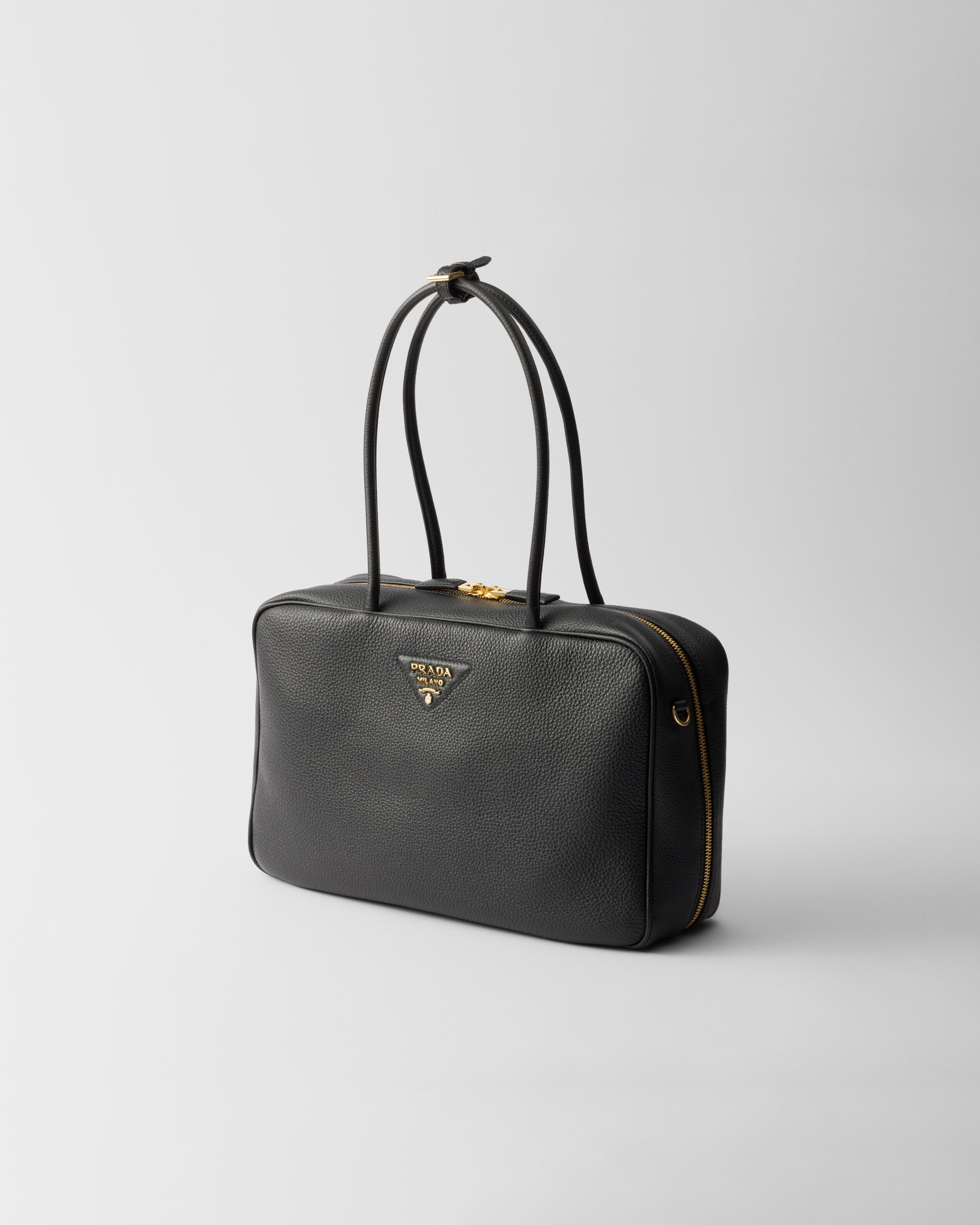 Large leather top-handle bag Black