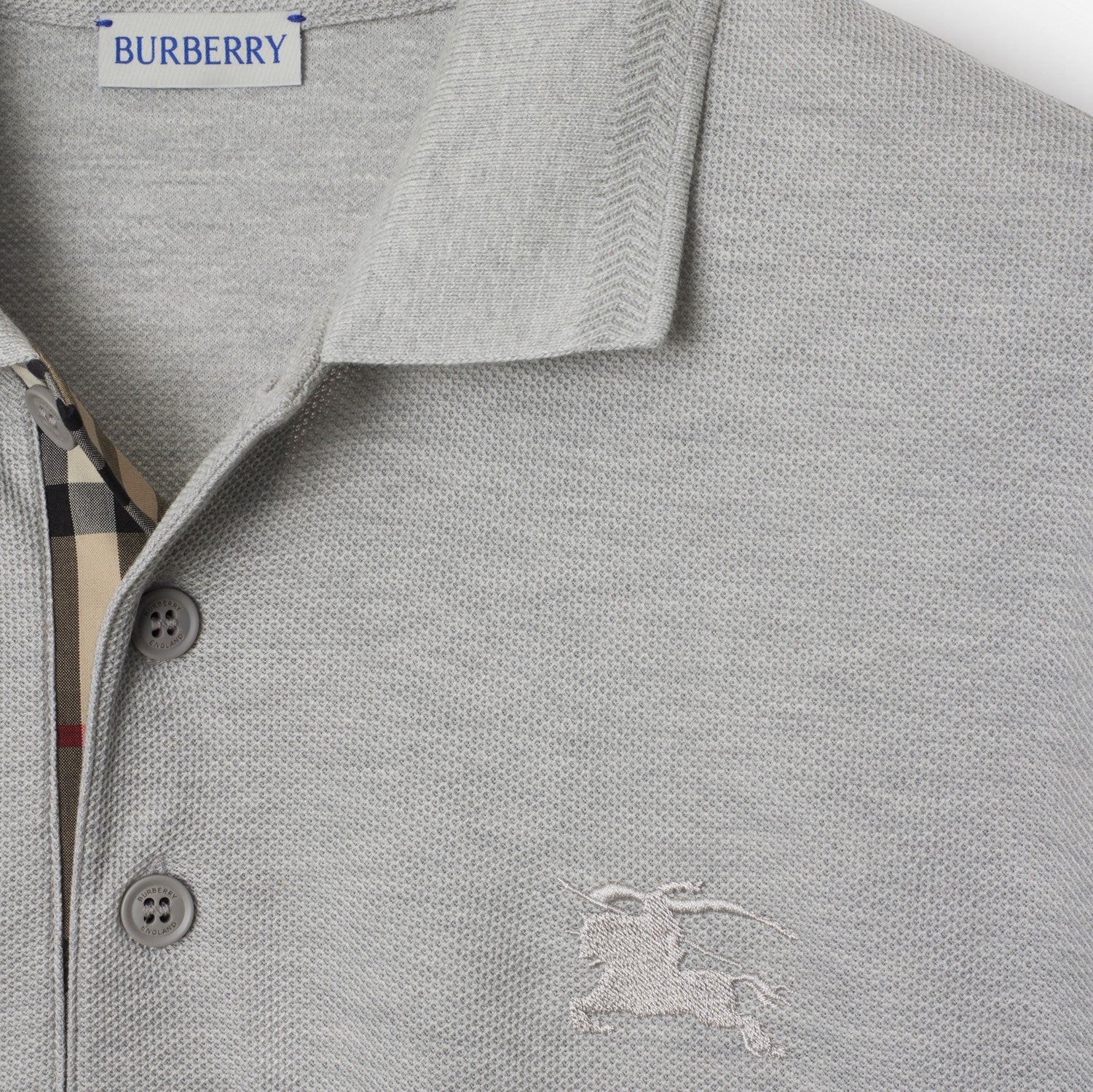 Cotton Polo Shirt - Pale grey melange