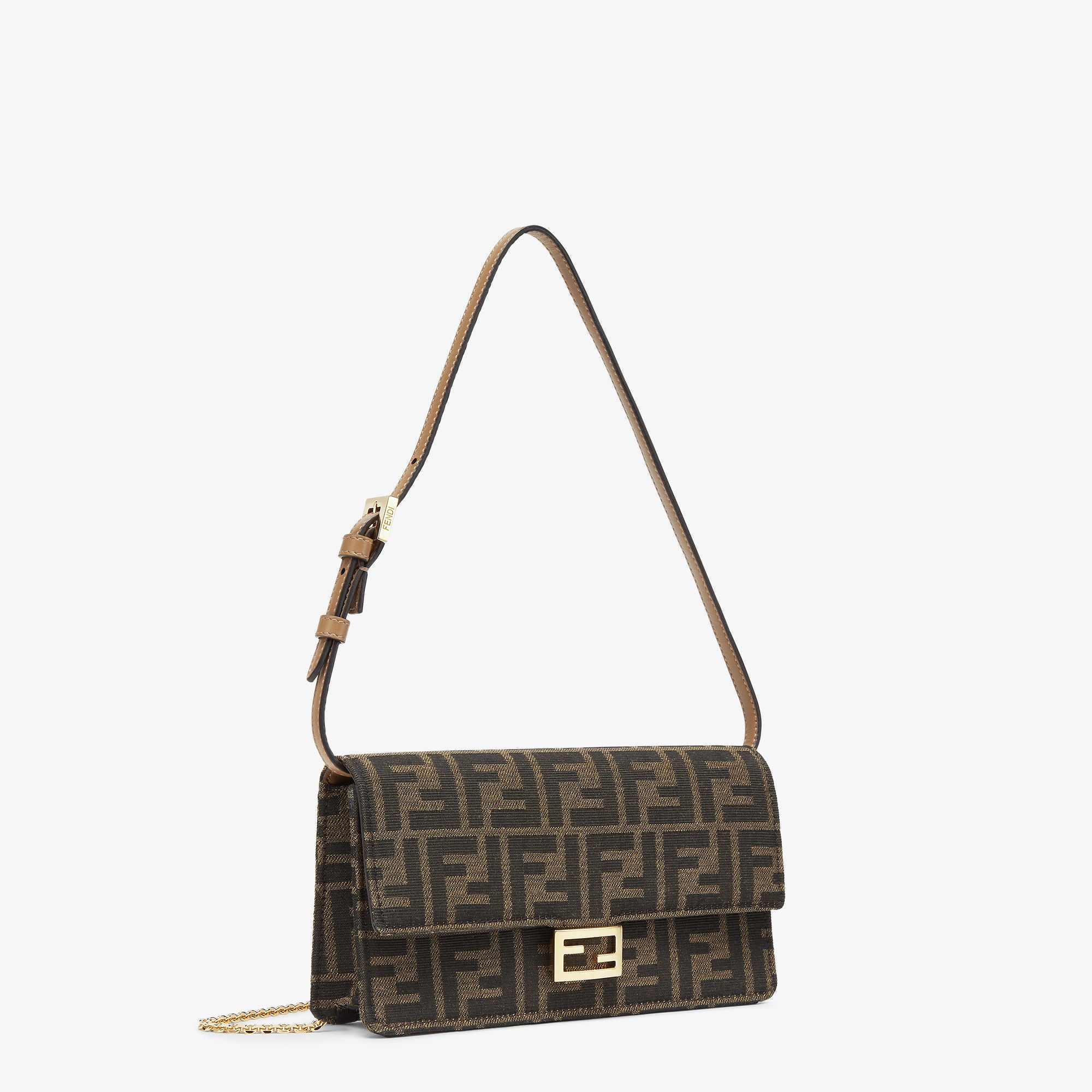 Wallet On Chain Baguette Brown FF fabric wallet