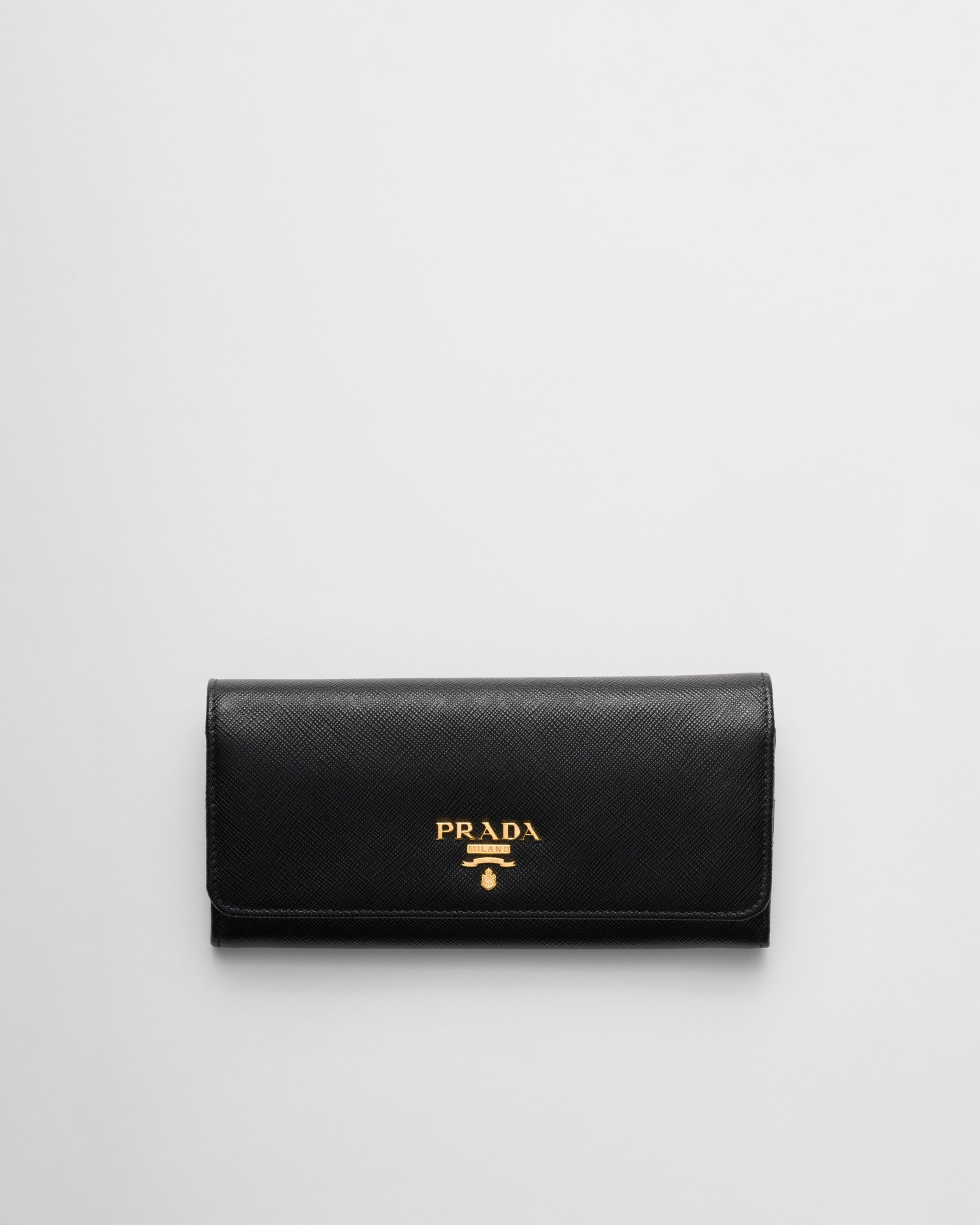 Large Saffiano Leather Wallet Black/Pale Pink