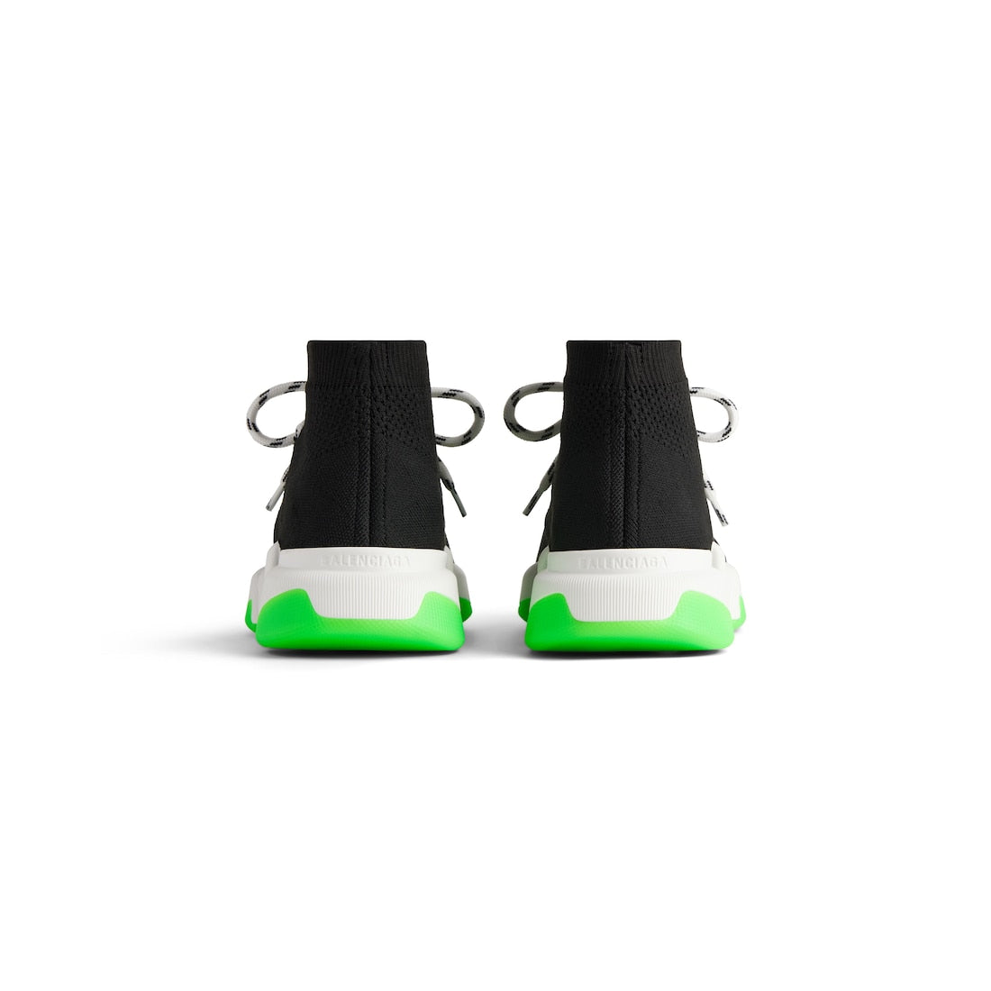 Speed 2.0 Lace-Up Sneaker in black recycled knit, white and neon green sole unit