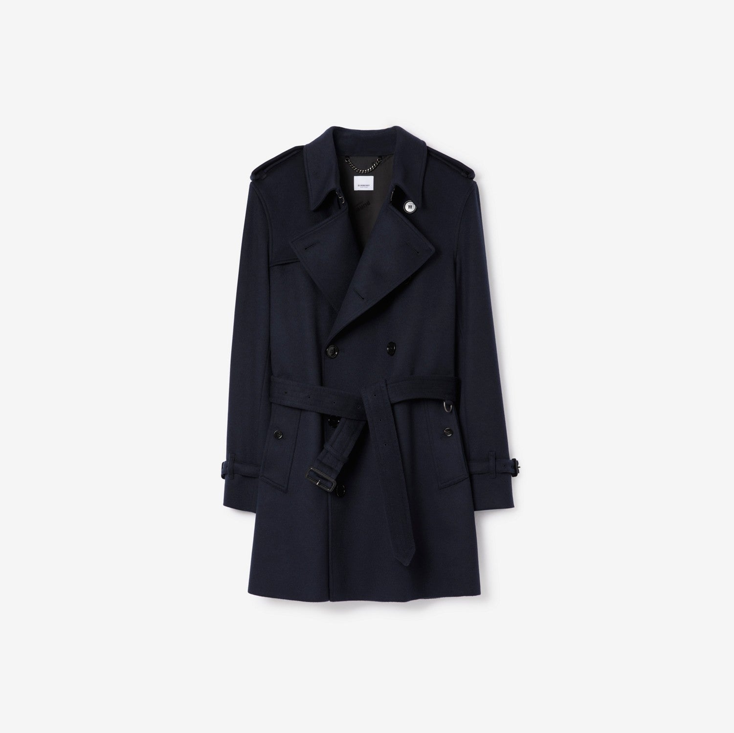 Short Wool Cashmere Wimbledon Trench Coat - Midnight navy