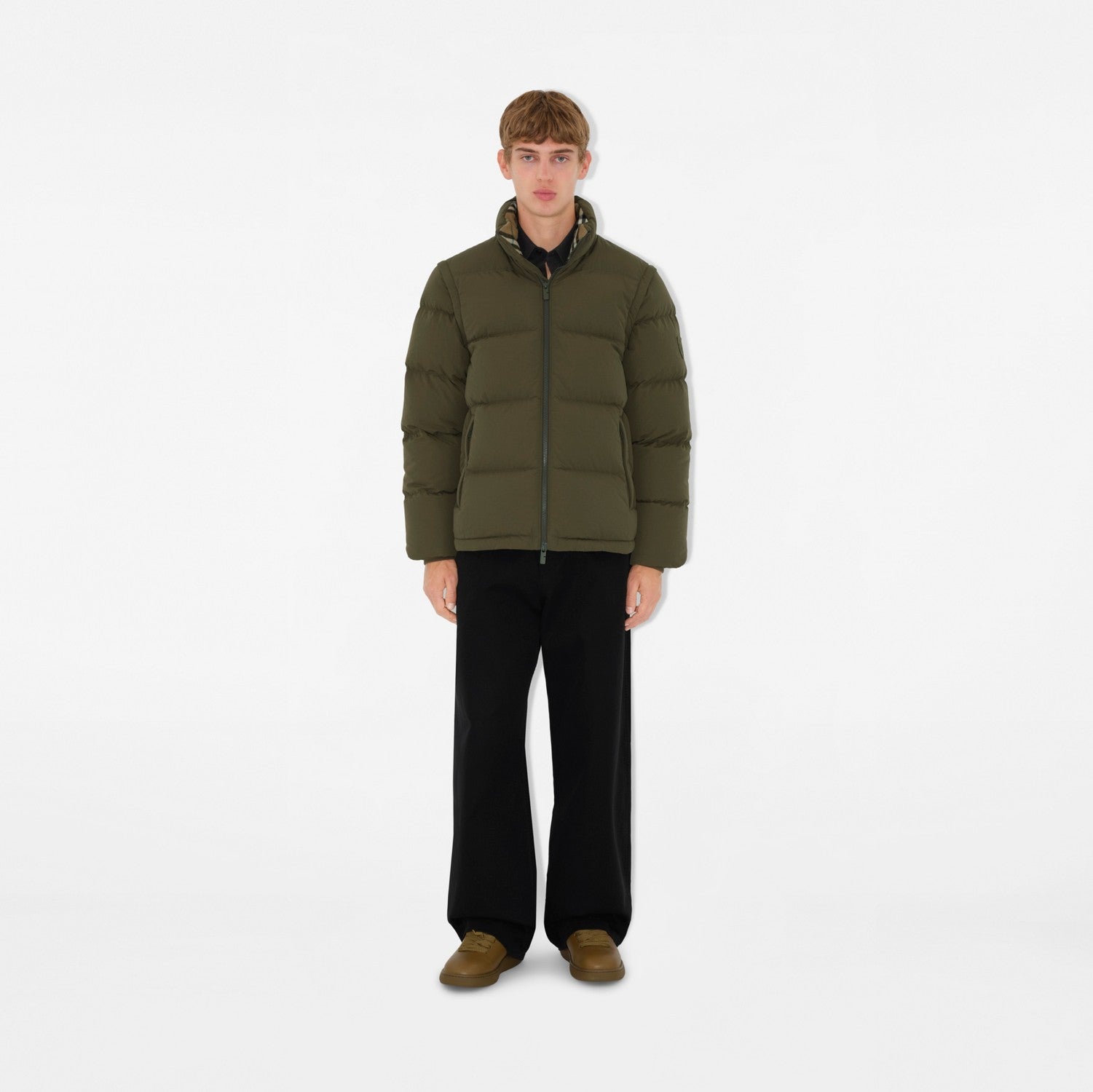 Detachable Sleeve Nylon Puffer Jacket - Loch/linden