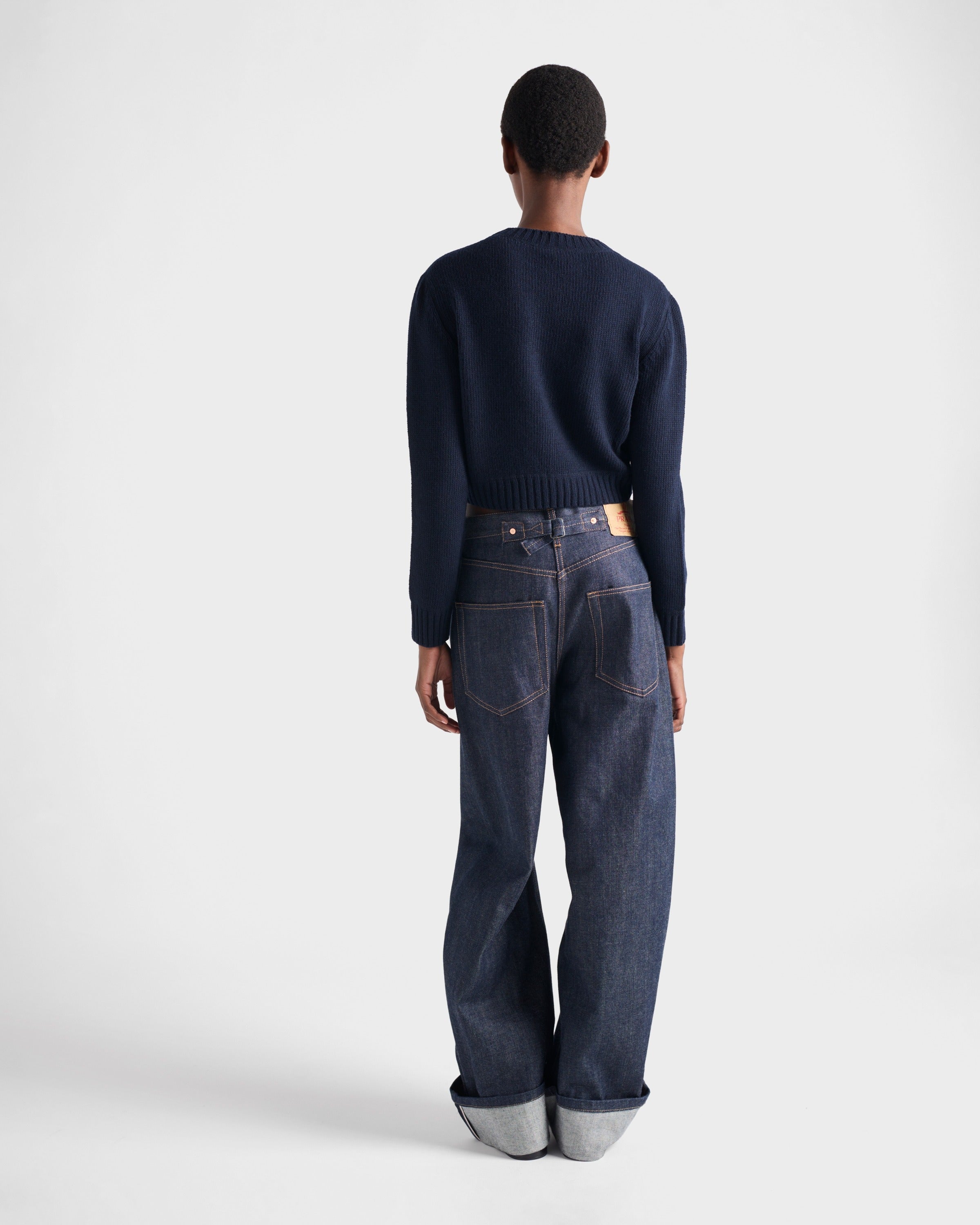 Wool and cashmere crew-neck sweater Navy